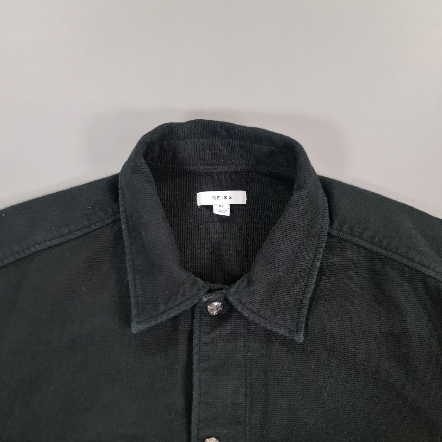 Reiss Reiss Mens Overshirt Black XL Cotton Snap Front Shacket Pockets Jacket Mens XL Black Casual Swing Over Shirt Size US XL / EU 56 / 4 - 2 Thumbnail