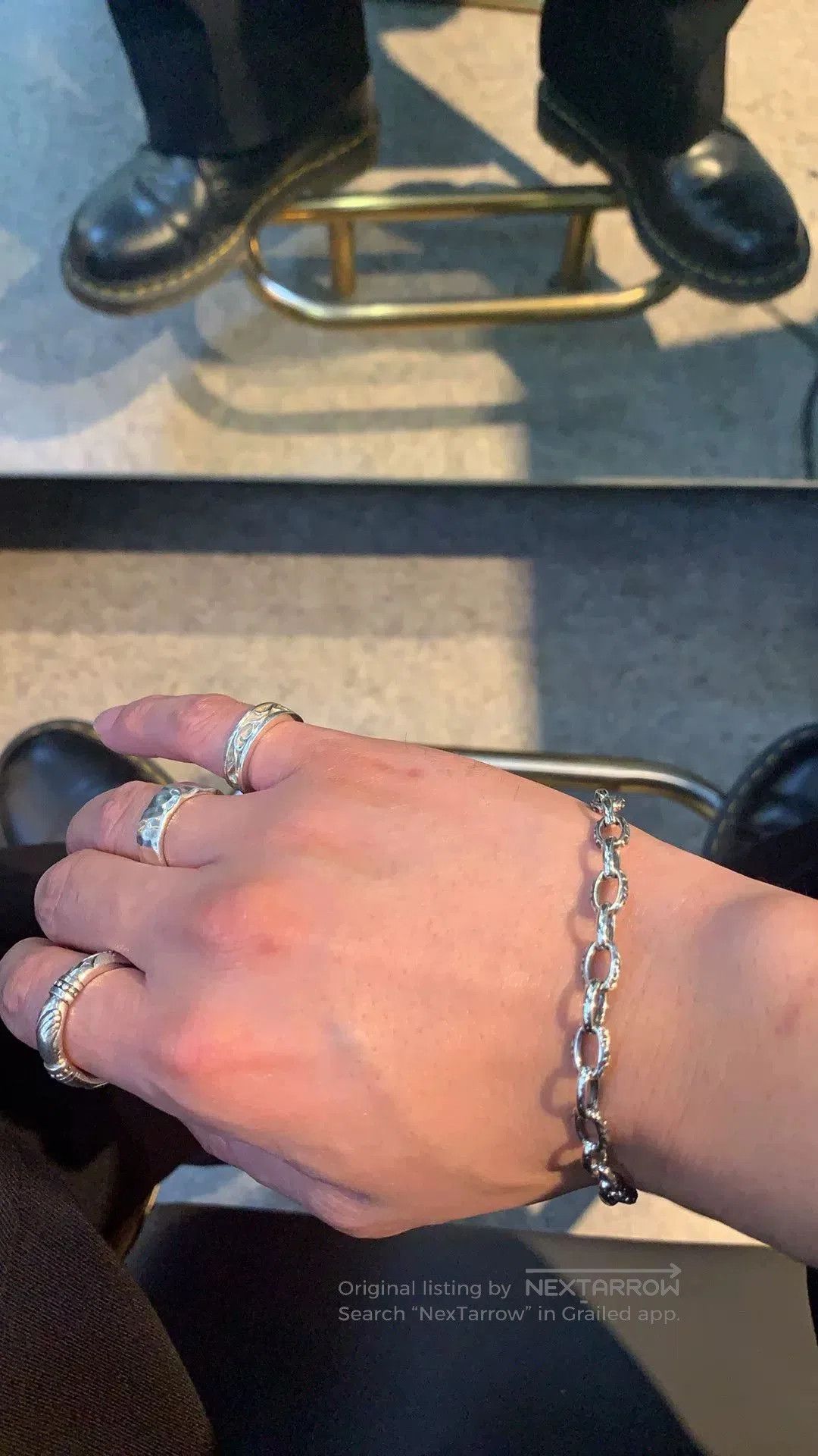 AQUA AQUA SILVER Chain Bracelet with Floral Engraving. Size ONE SIZE - 6 Thumbnail