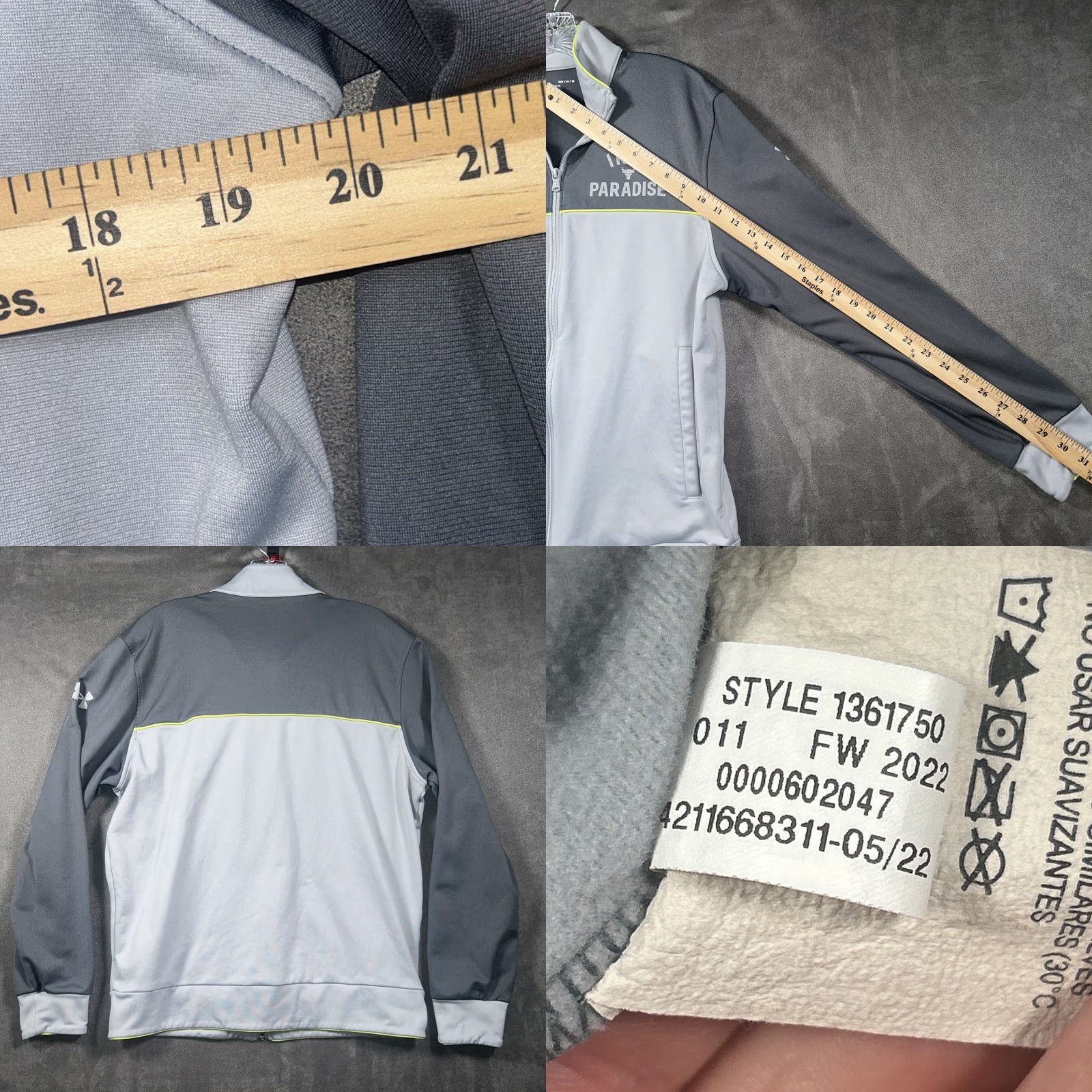 Under Armour Under Armour Mens Track Jacket Full Zip Grey Medium Regular Size M Activewear Sports Rock Paradise Size US M / EU 48-50 / 2 - 8 Thumbnail