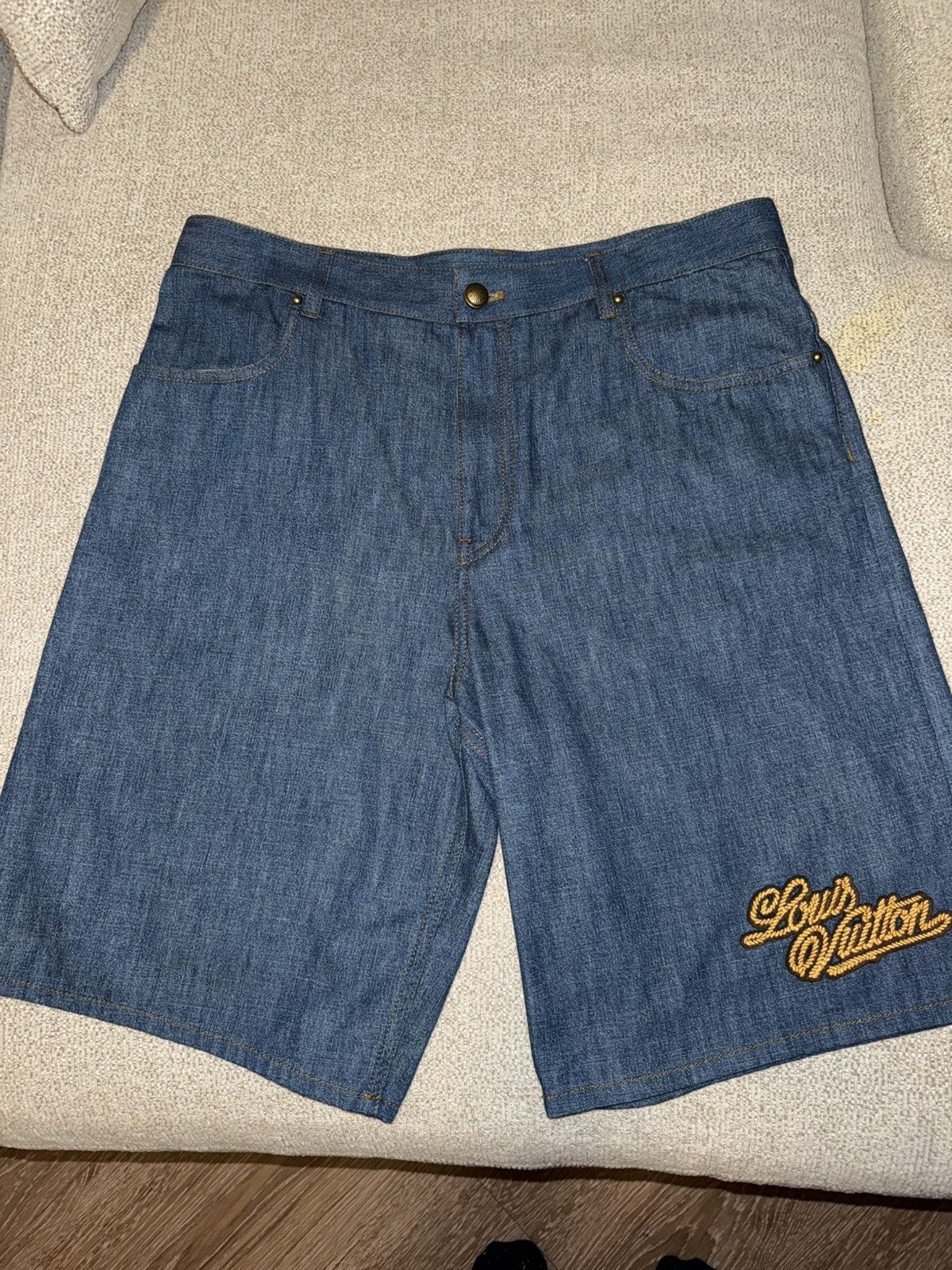Louis Vuitton LOUIS VUITTON -COTTON CHAMBRAY ROPE LOGO SHORTS "INDIGO" Size US 34 / EU 50 - 1 Thumbnail