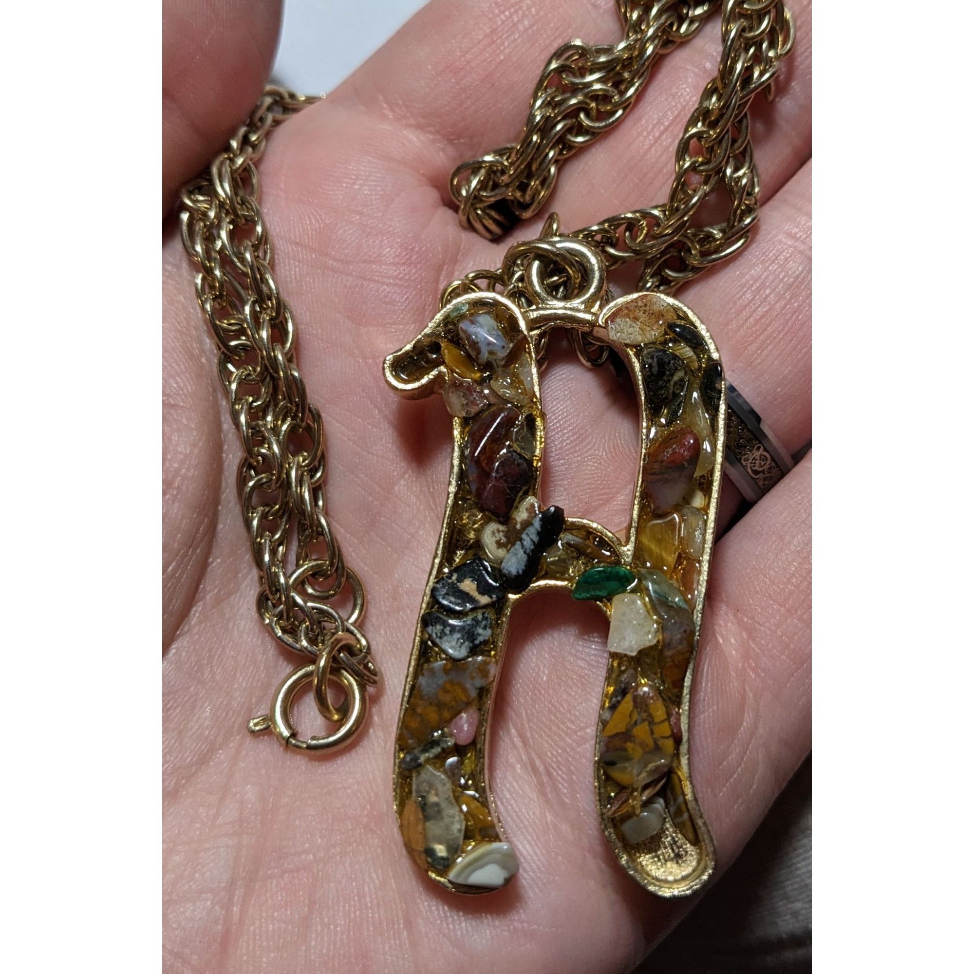 Other Gemstone Chip H Initial Pendant Necklace Size ONE SIZE - 11 Thumbnail