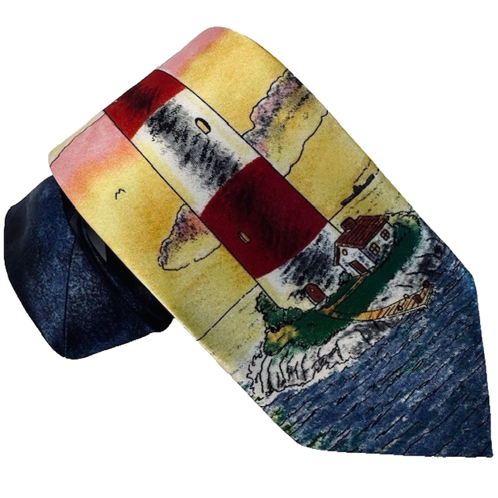 Other Funtyme Men's Necktie Tie Polyester Lighthouse 60" x 3 3/8" Size ONE SIZE - 1 Thumbnail