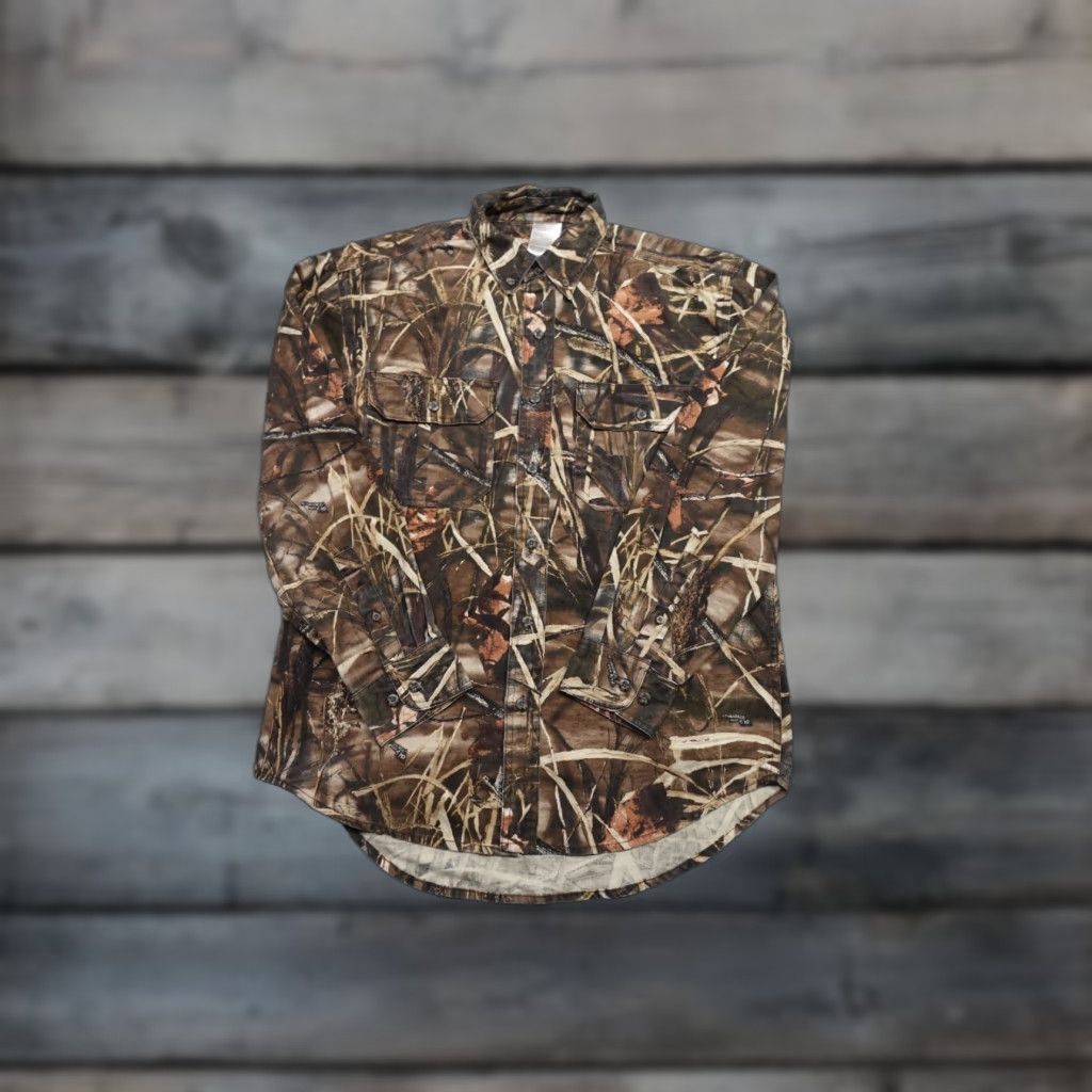 Russell Athletic VINTAGE Russell Athletic Camouflage Flannel Shirt Mens M Brown Button-Up Casual Outdoor 90s Mens Size US M / EU 48-50 / 2 - 1 Thumbnail