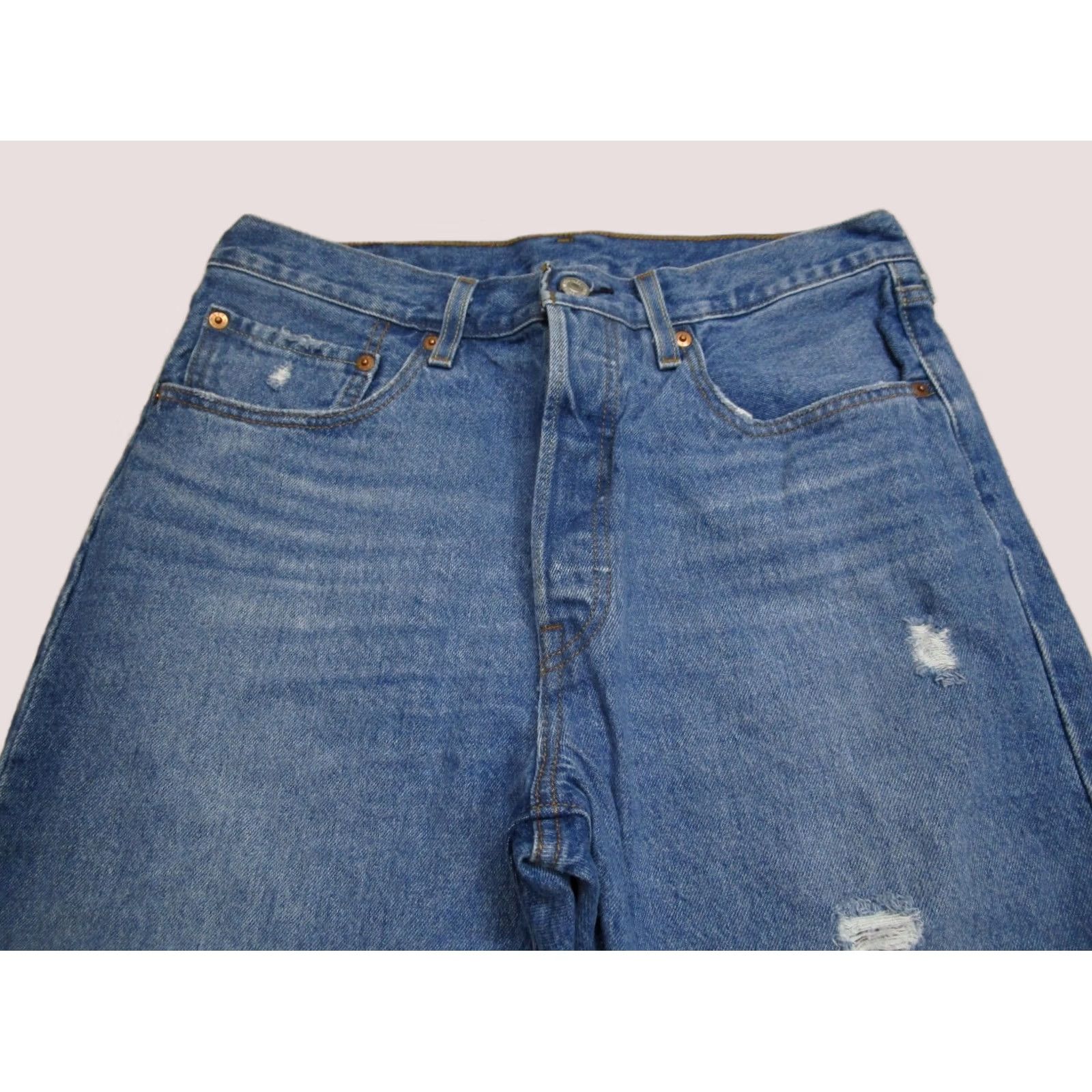 Levi's Levi's 501 Jeans Women Cropped High Rise Blue Distressed 5-Pocket Denim Relaxed 30 Size 30" / US 8 / IT 44 - 1 Thumbnail