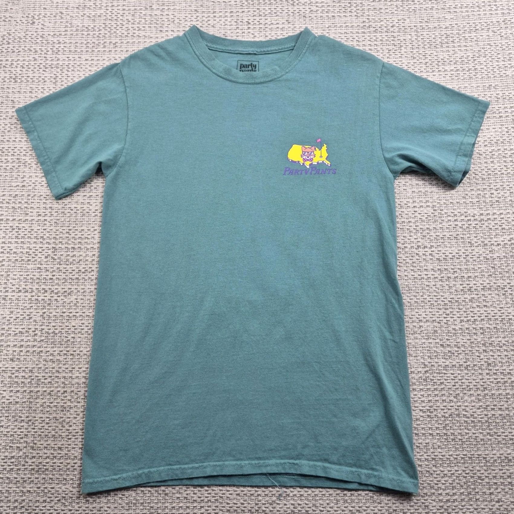 Vintage Party Pants Shirt Mens Small Green Golfing Cat USA Map Graphic Tee Back Print Size US S / EU 44-46 / 1 - 3 Thumbnail