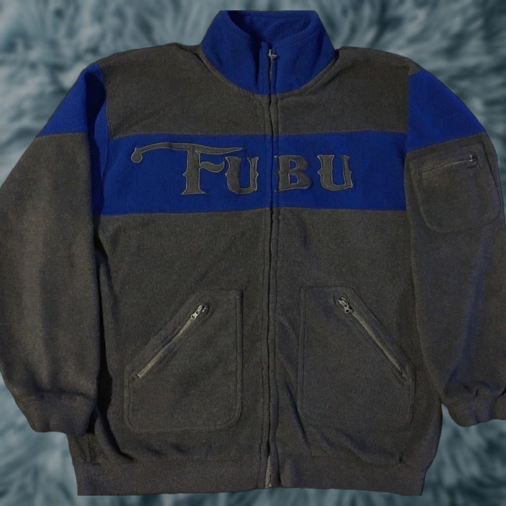 Vintage VINTAGE FUBU Fleece Jacket Hoodie M NYC Hip Hop Urban Skate Wu Wear Grunge Rap 90s Y2K Gray Full Zip Mens Medium Winter Streetwear Embroidered Pockets Size US M / EU 48-50 / 2 - 1 Thumbnail
