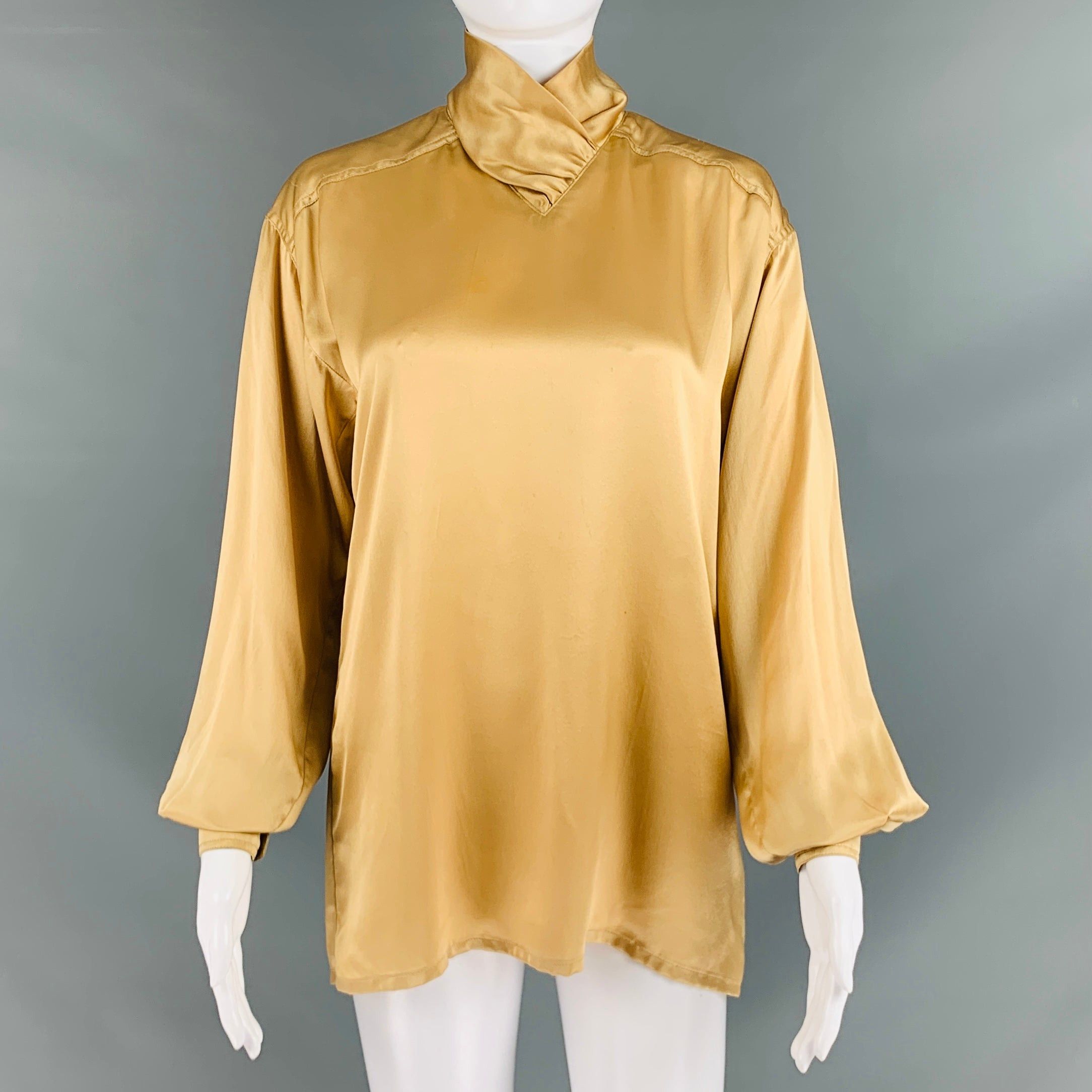 image of Escada Beige Silk Dolman Sleeve Blouse, Women's (Size Small)