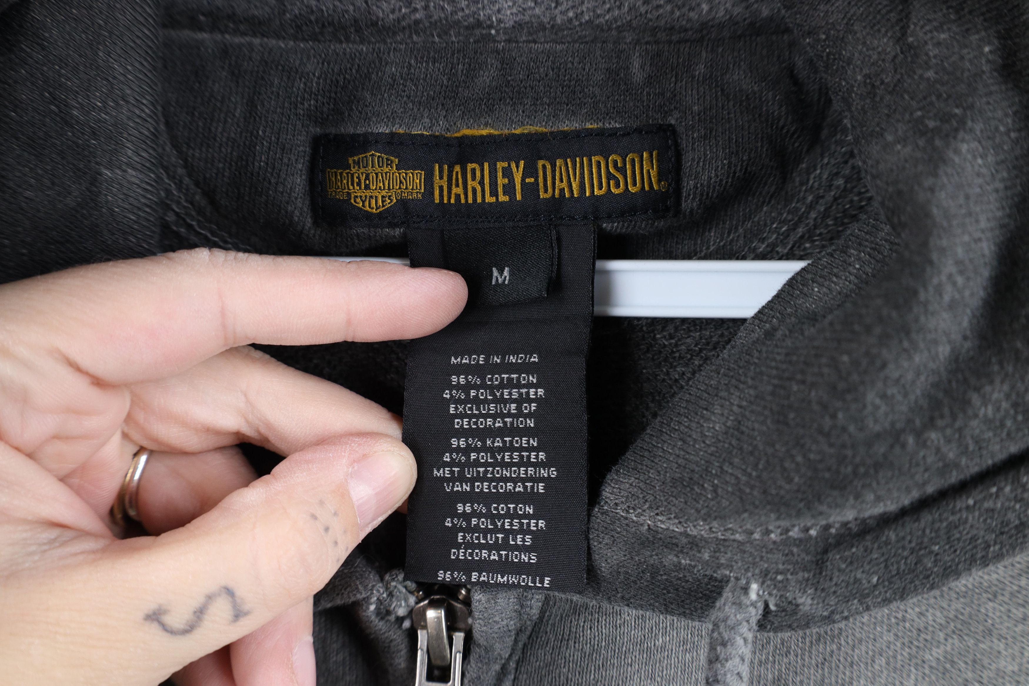 Harley Davidson Vintage Y2K Harley Davidson Stonewash Eagle Full Zip Hoodie Size M / US 6-8 / IT 42-44 - 9 Thumbnail