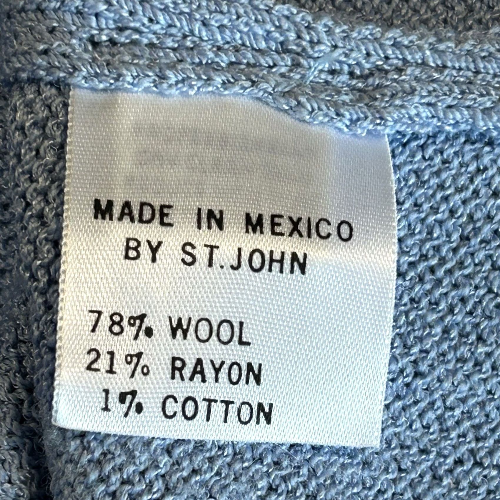 St. John St. John Sport Santana Knit Cardigan Light Blue Long Sleeve Women’s P Cardigan Wool Blend Tight-Knit Pockets V-Neck Modern Classic Womens Size S / US 4 / IT 40 - 7 Thumbnail