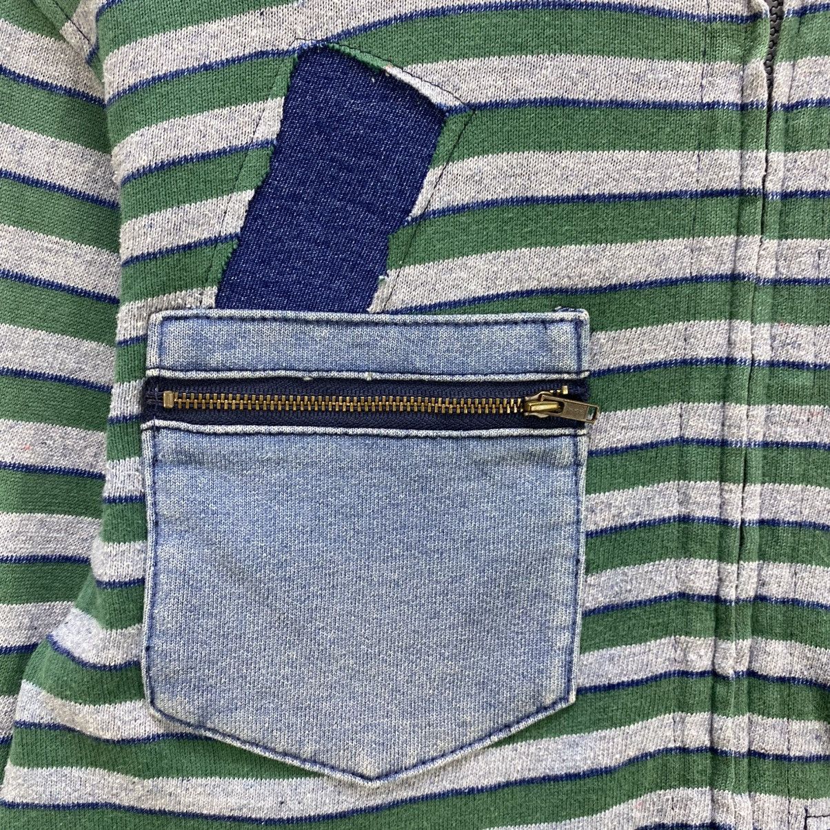 Blue Blue Japan 💥Vintage Blue Blue Japan Stripe Pachtwork Hoodie Size US M / EU 48-50 / 2 - 9 Thumbnail