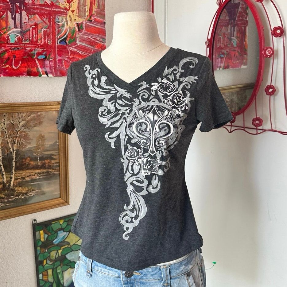 Other romwe grunge emo graphic v neck shirt Size M / US 6-8 / IT 42-44 - 1 Thumbnail