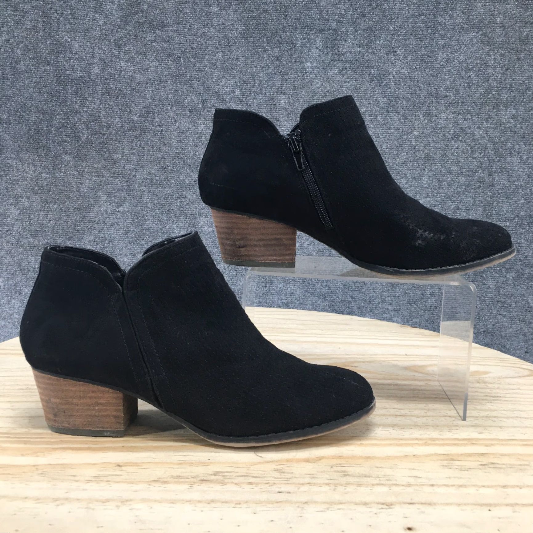 Vintage Lifestride Boots Womens 9M Blake Casual Side Zip Ankle Bootie Black Fabric Heels Size US 9 / IT 39 - 2 Thumbnail