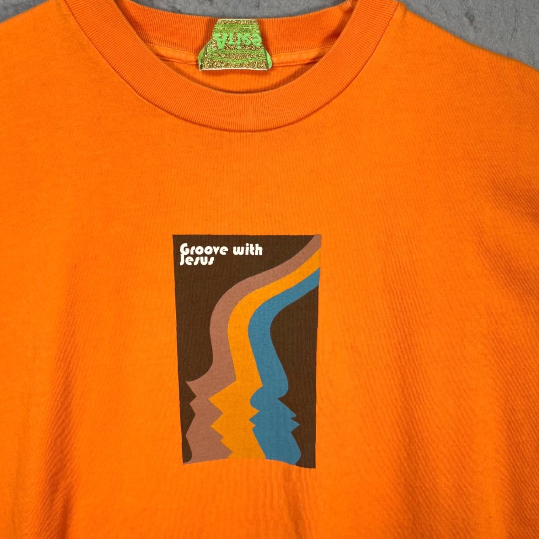 Aries VINTAGE Aries Mens Size Medium Groove With Jesus Graphic T Shirt Orange 100% Cotton Shirt Mens Orange 90s Jesus Graphic Aries Shirt Size US M / EU 48-50 / 2 - 6 Thumbnail
