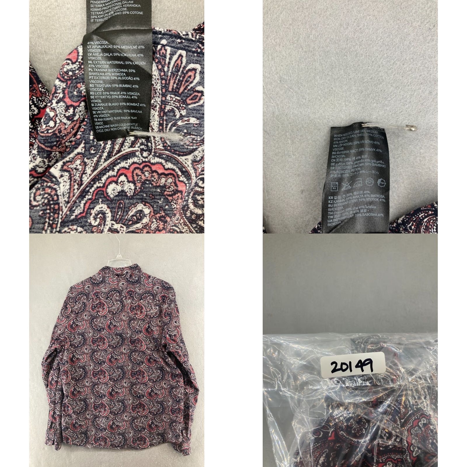 H&M HM Shirt Mens XL Slim Fit Paisley Modern Multicolor Size US XL / EU 56 / 4 - 8 Thumbnail