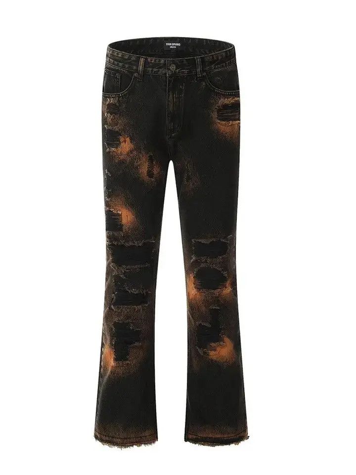 Japanese Brand × Jean Y2k Tie-dye Skinny Jeans Ripped Size US 30 / EU 46 - 5 Thumbnail