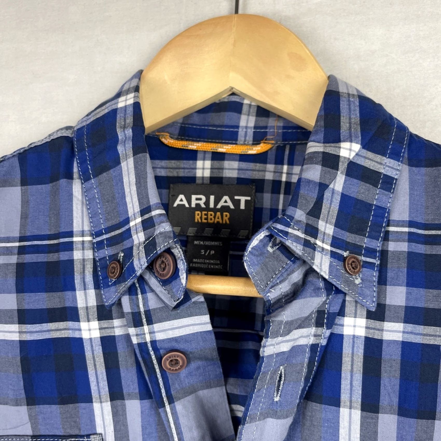 Ariat Ariat Rebar Shirt Mens Small Blue Plaid Durastretch Button Down Work Wear Pocket Size US S / EU 44-46 / 1 - 6 Thumbnail