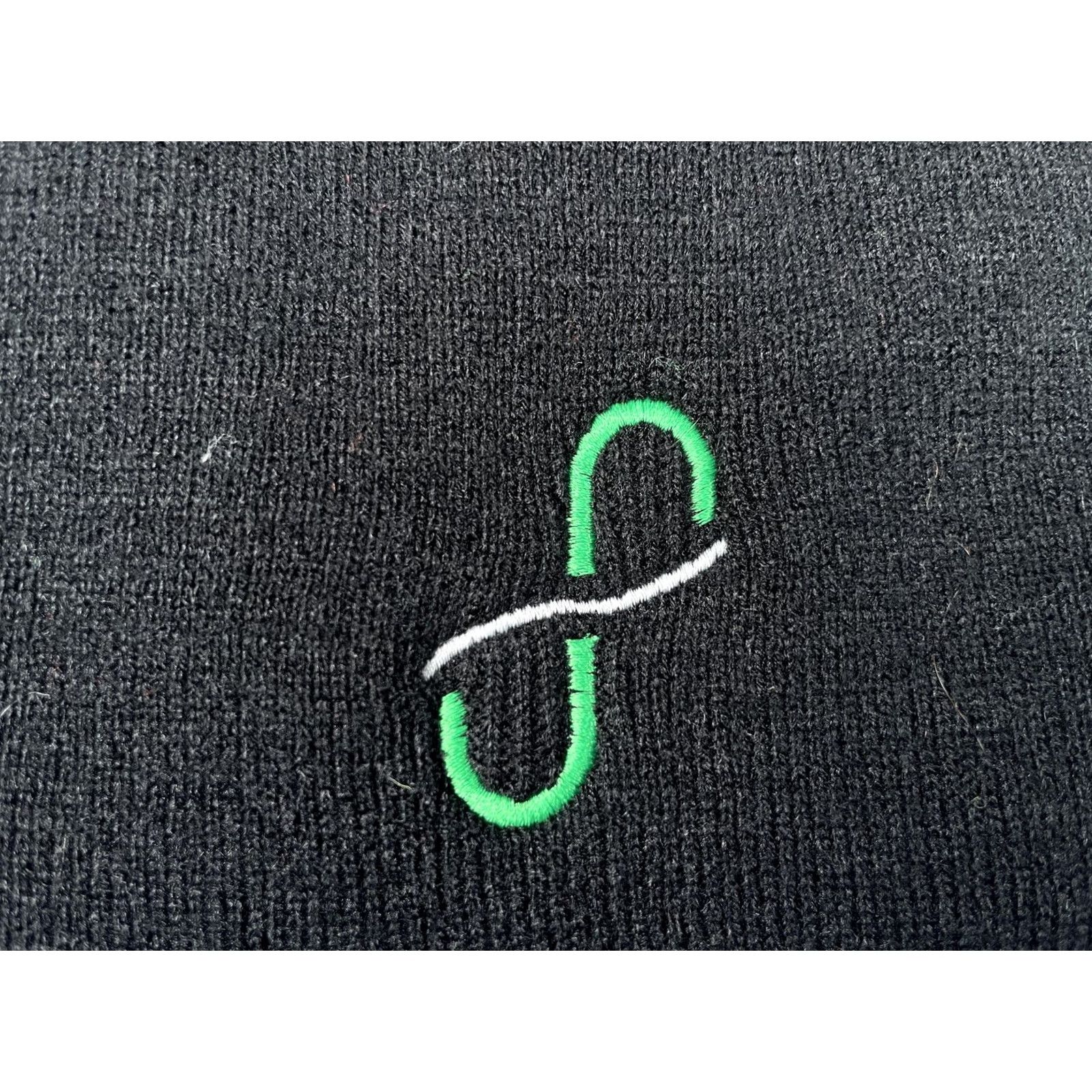 Vintage Yupoong Beanie Hat Mens One Size Black Knit Green Logo Front Embroidery Winter Stretch Acrylic Knit Cap Size ONE SIZE - 2 Thumbnail