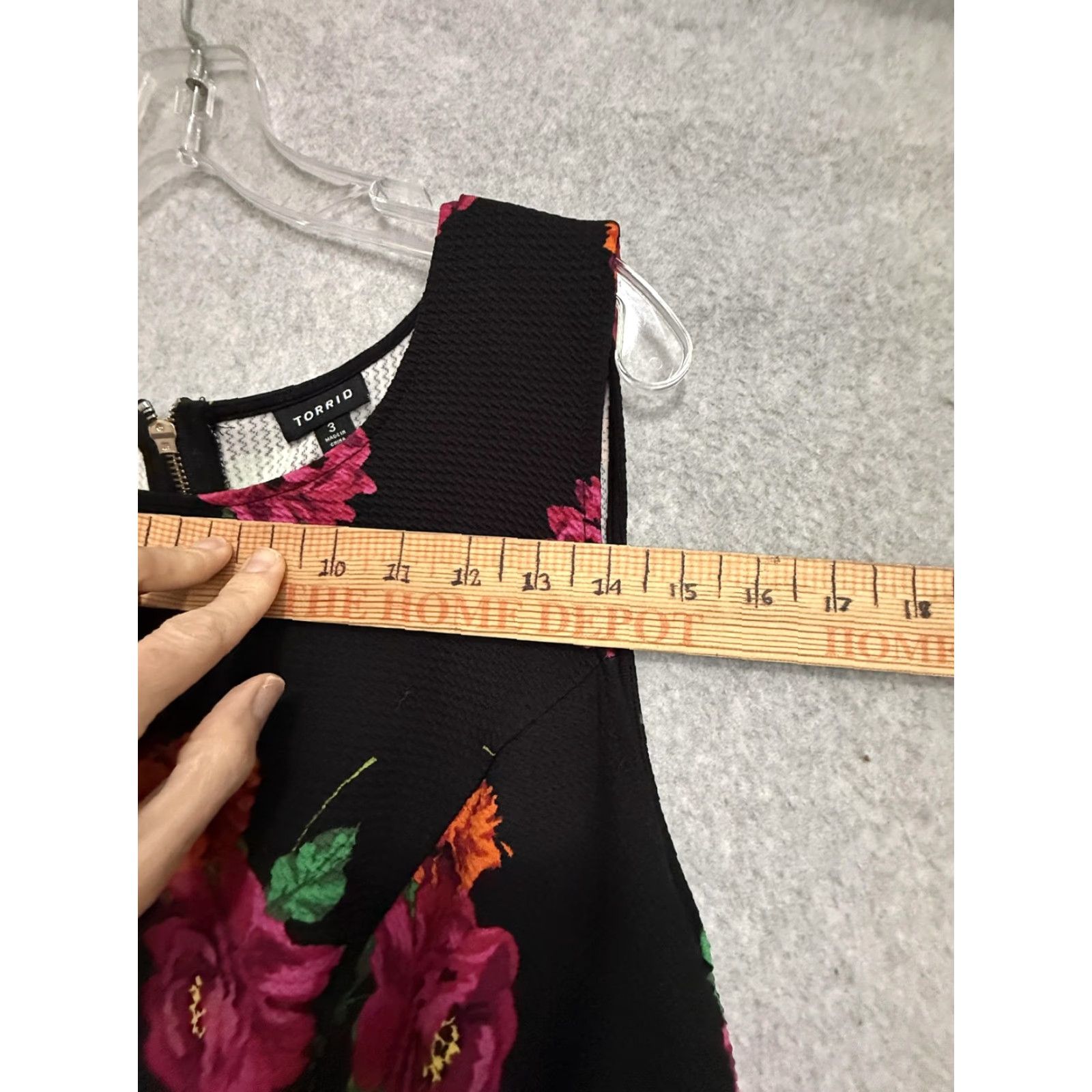 Torrid Torrid Dress Womens 3 Black Floral Fit Flare Sleeveless Scoop Neck Knee Length Size XS / US 0-2 / IT 36-38 - 5 Thumbnail