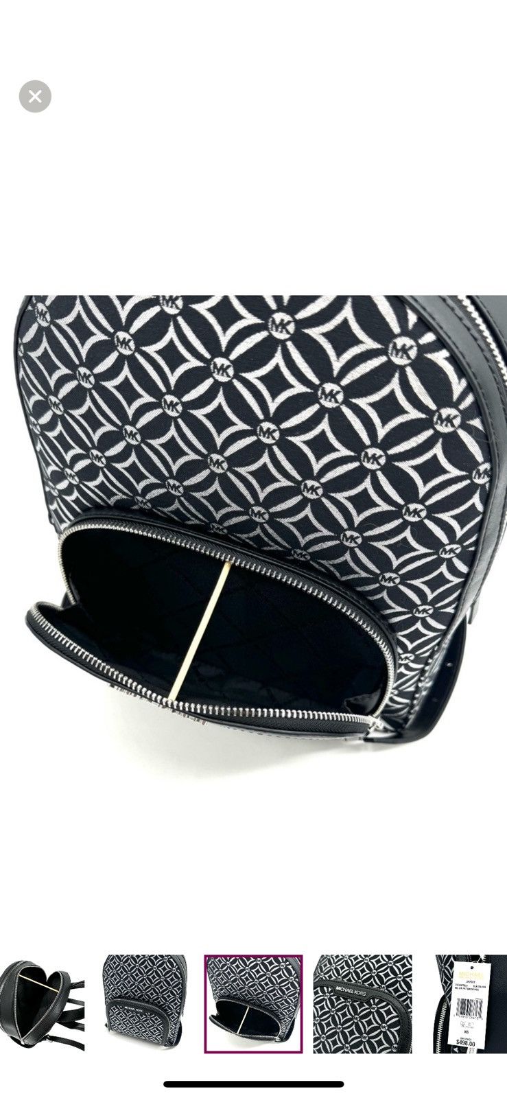 Michael Kors Michael Kors Medium Jaycee Backpack Black/Silver Size ONE SIZE - 9 Thumbnail