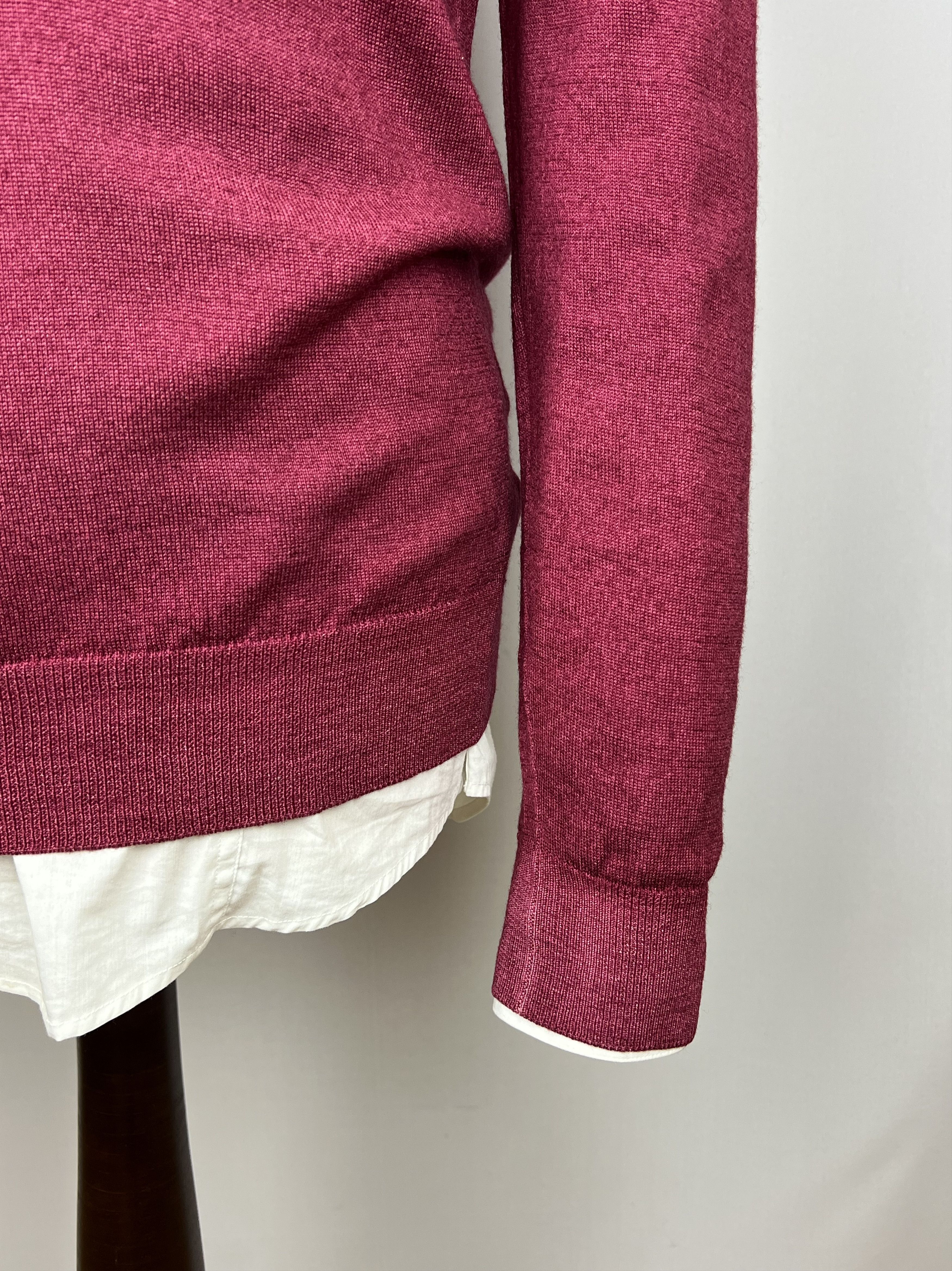 Gran Sasso Berry-Red Solid 100% Pure Wool Crew Neck Jumper Sweater Size US M / EU 48-50 / 2 - 4 Thumbnail