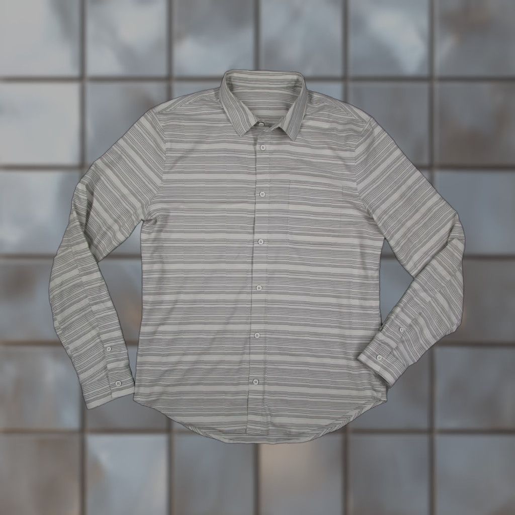 Lululemon Lululemon Athletica Shirt Mens Large Gray Stripe Long Sleeve Button Up Casual Size US L / EU 52-54 / 3 - 1 Thumbnail