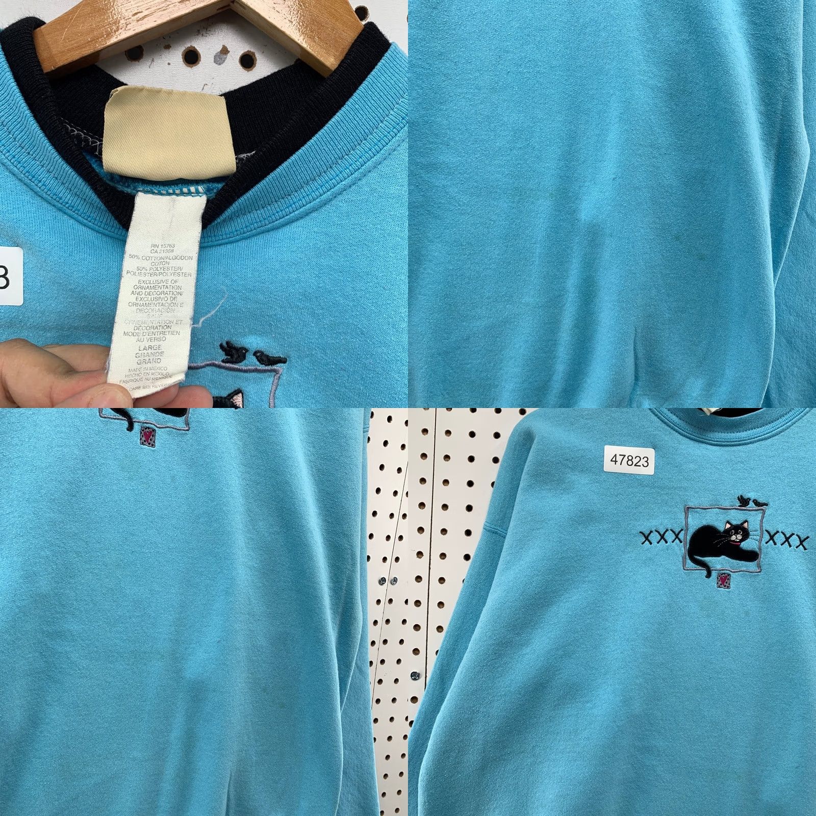 Vintage VINTAGE Top Stitch Cat Sweatshirt Women L Blue Morning Sun Embroidered Kitty 90s Cat Size L / US 10 / IT 46 - 8 Thumbnail