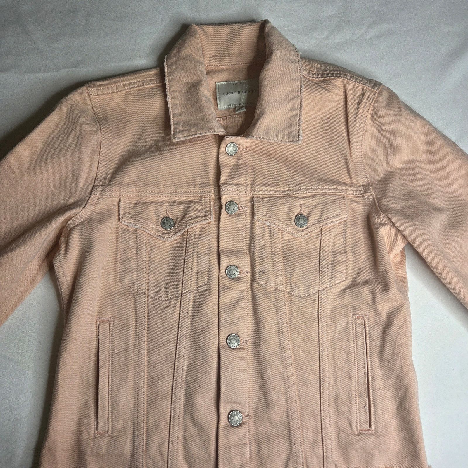 Lucky Brand Women's Lucky Brand Tomboy Trucker Pink Denim Jean Jacket Size M / US 6-8 / IT 42-44 - 2 Thumbnail