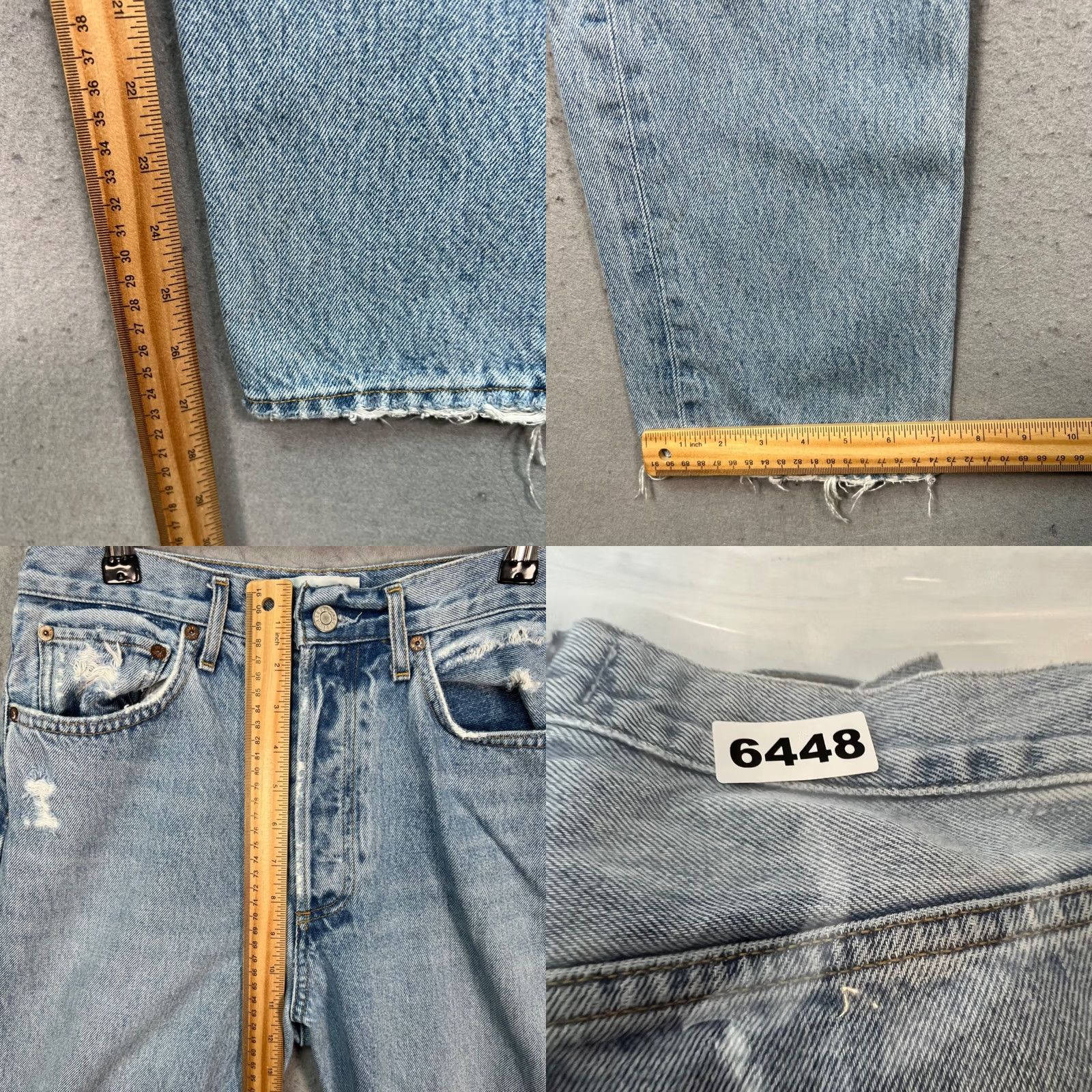 Agolde AGOLDE 90s High-Rise Distressed Light Wash Jeans Organic Cotton Womens Size 26 5-Pocket Blue Pants Straight Vintage: No Women Mens" Size 26" / US 2 / IT 38 - 8 Thumbnail