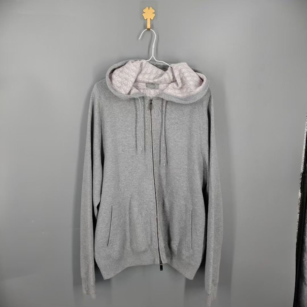 dior gray hooded zip-up jacket