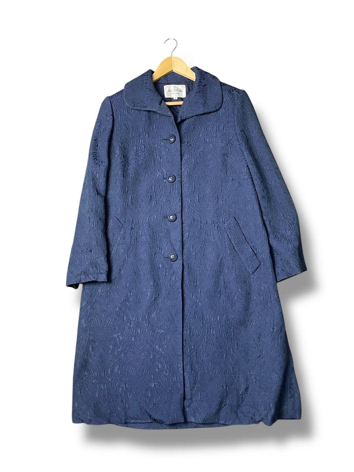 Japanese Brand × Vintage Jun Ashida Brand Embossed Long Coat (64) Size M / US 6-8 / IT 42-44 - 1 Thumbnail