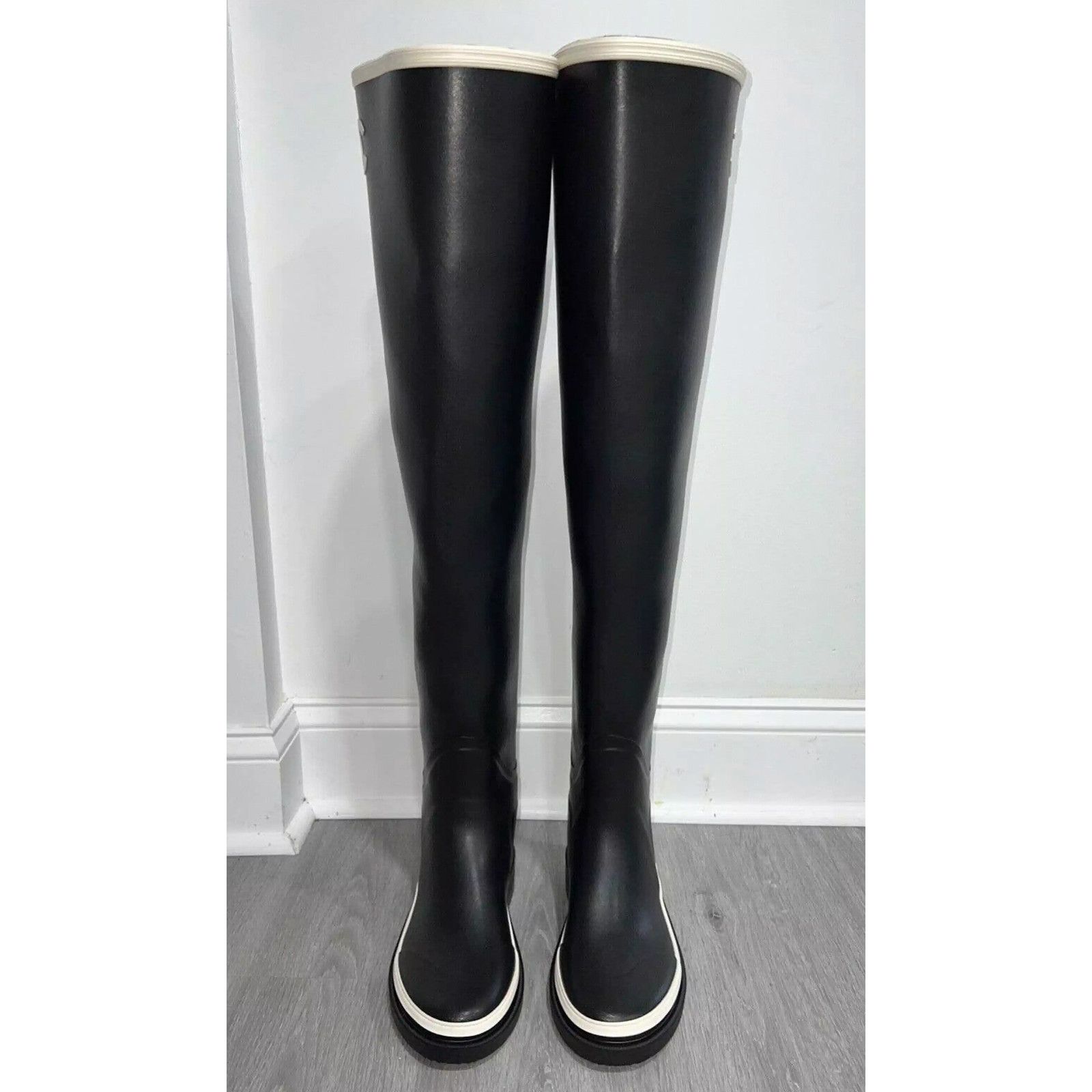 Chanel 22K Caoutchouc CC Thigh High Pull On Rubber Rain Boot 40 Size US 10 / IT 40 - 6 Thumbnail