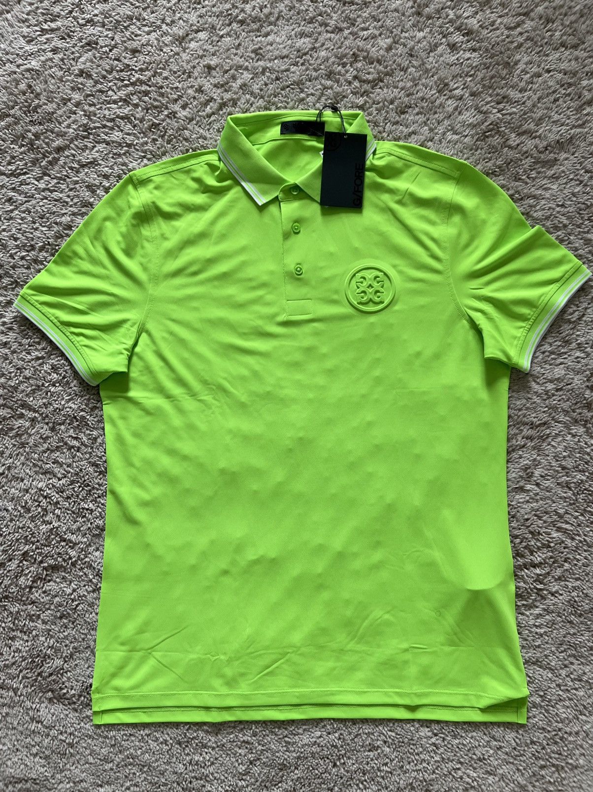 G/FORE G/Fore Embossed Logo Banded Tech Pique Polo Shirt Neon Gecko Size US L / EU 52-54 / 3 - 4 Thumbnail