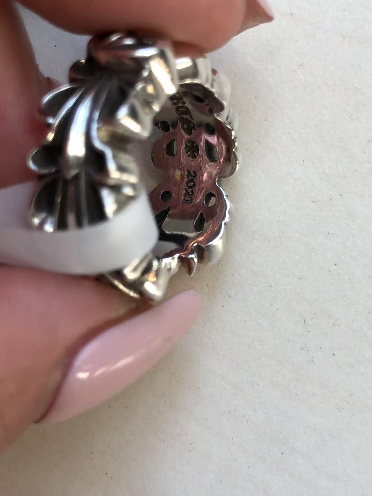 Chrome Hearts Chrome Hearts Silver Double Floral Cross Heart Ring Size ONE SIZE - 14 Thumbnail