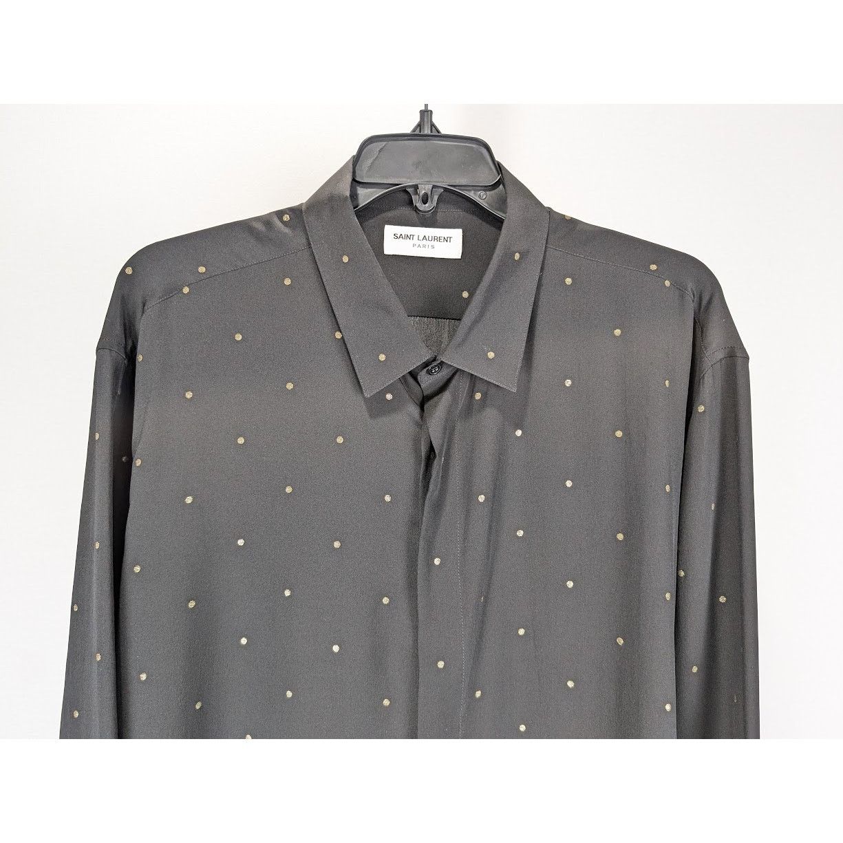 Saint Laurent Paris o1rshd1 Collar Classic Shirt in Black/Gold Size US XL / EU 56 / 4 - 4 Thumbnail