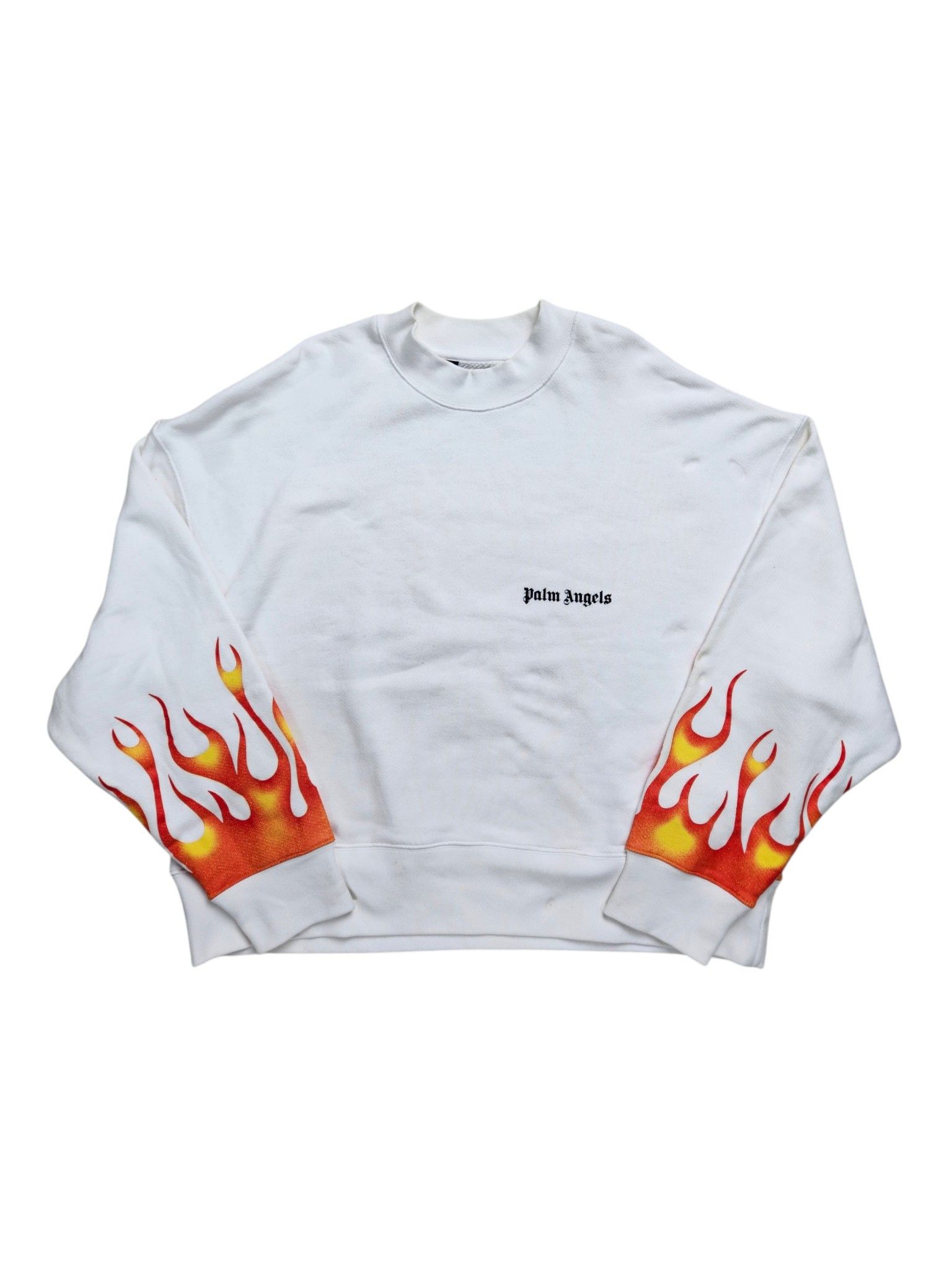 Palm Angels Palm Angels White Fire Starter Round Neck Sweatshirt Size US M / EU 48-50 / 2 - 1 Thumbnail