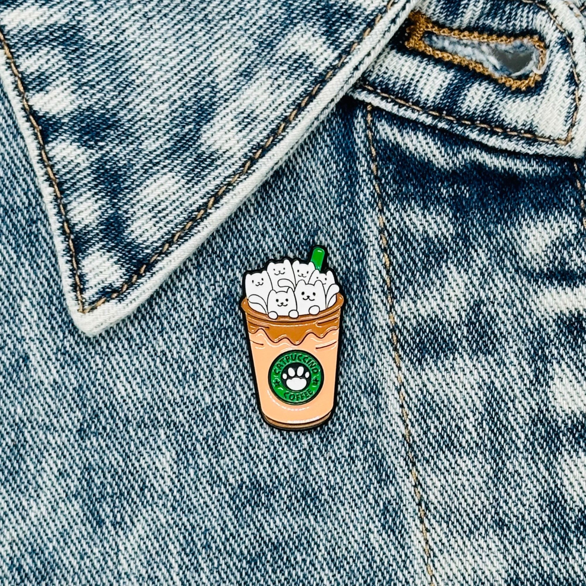 Other New brooch Cats and Coffee Starbucks Logo Enamel Pin Catpucc Size ONE SIZE - 4 Thumbnail