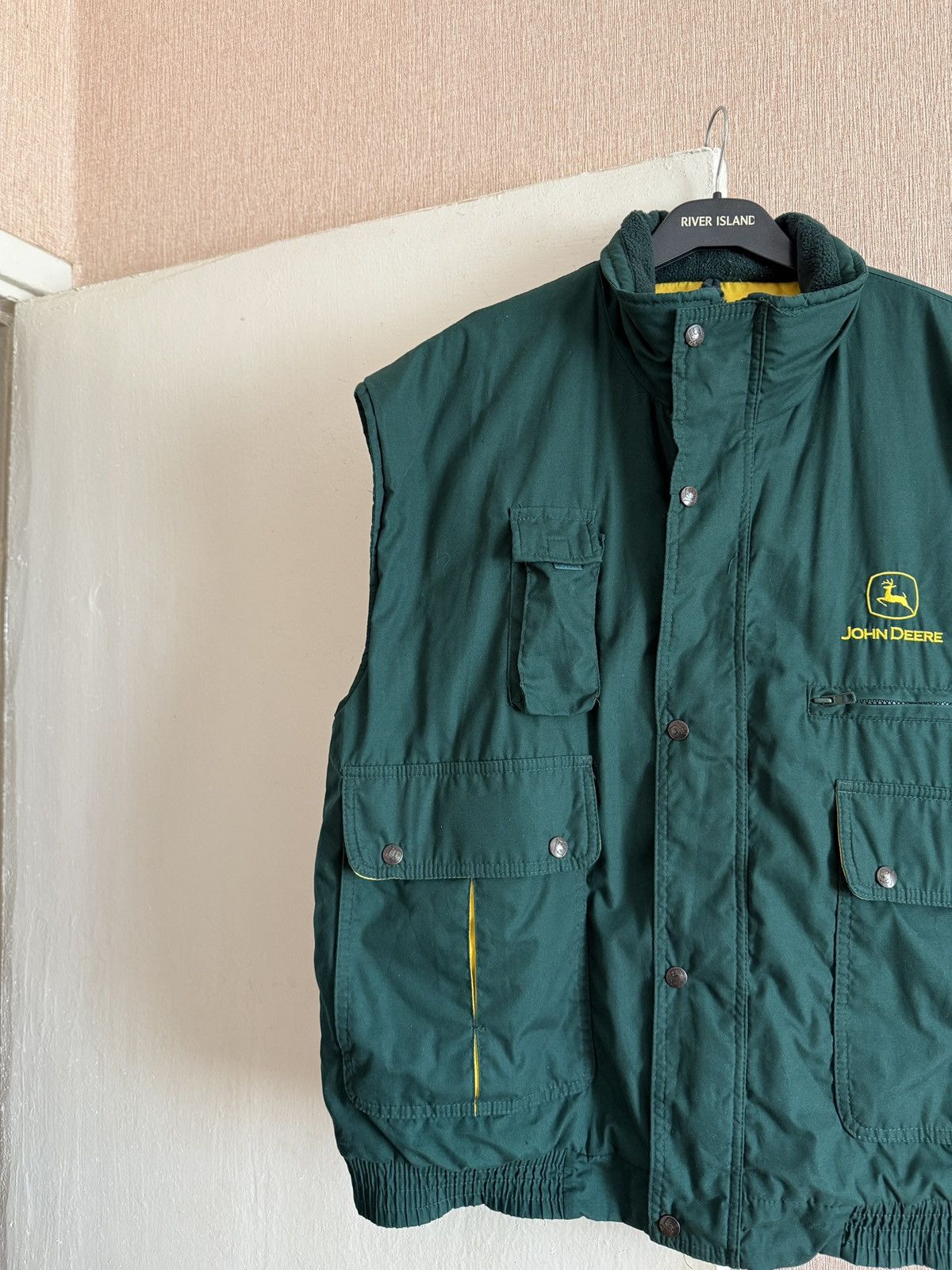 John Deere Vintage John Deere Quilted Vest Green Workwear Logo Pockets Size US XL / EU 56 / 4 - 5 Thumbnail