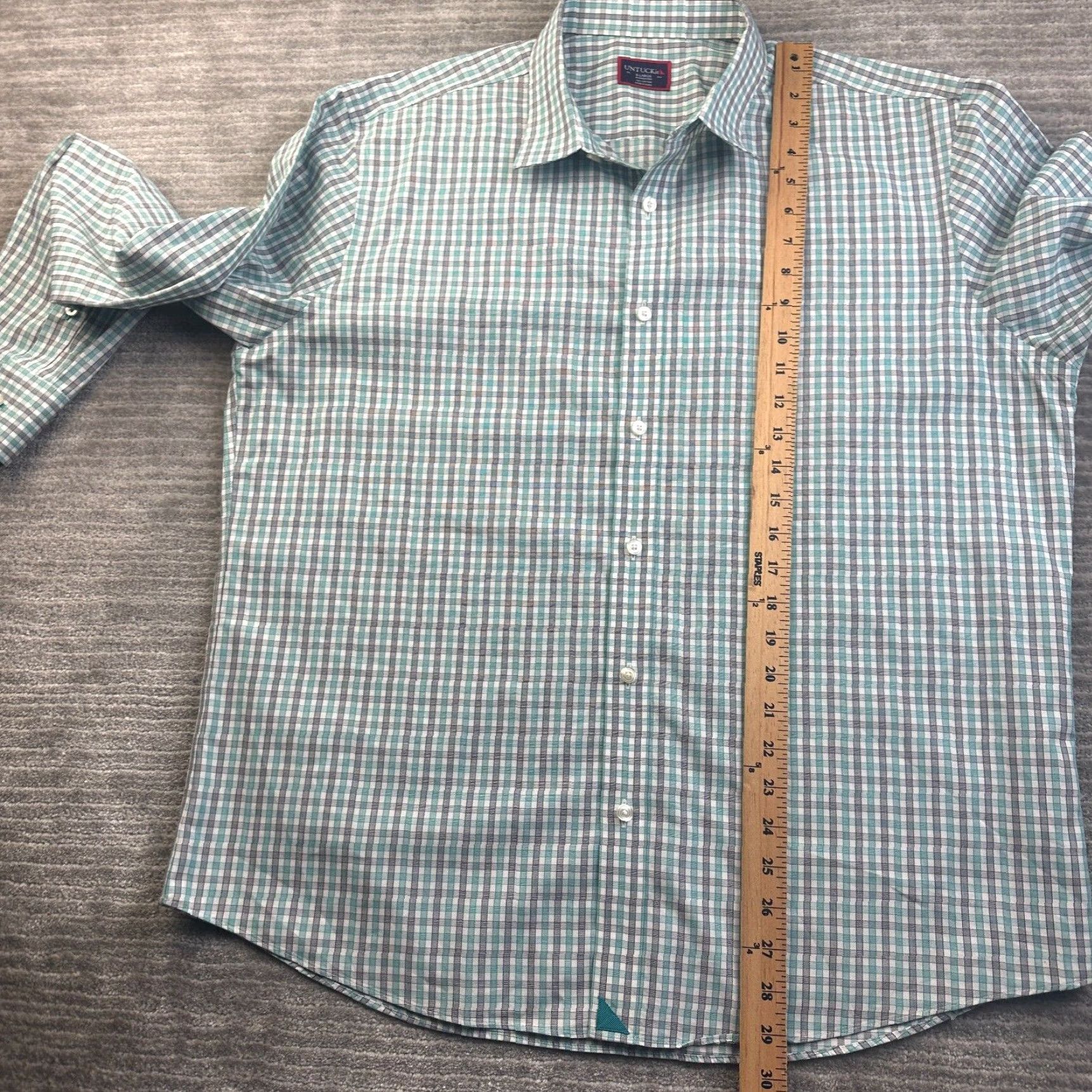 UNTUCKit UNTUCKit Shirt Mens XL Green Gingham Plaid Check Button-Up Long Sleeve Casual Workwear Cotton Wrinkle Free Size US XL / EU 56 / 4 - 7 Thumbnail