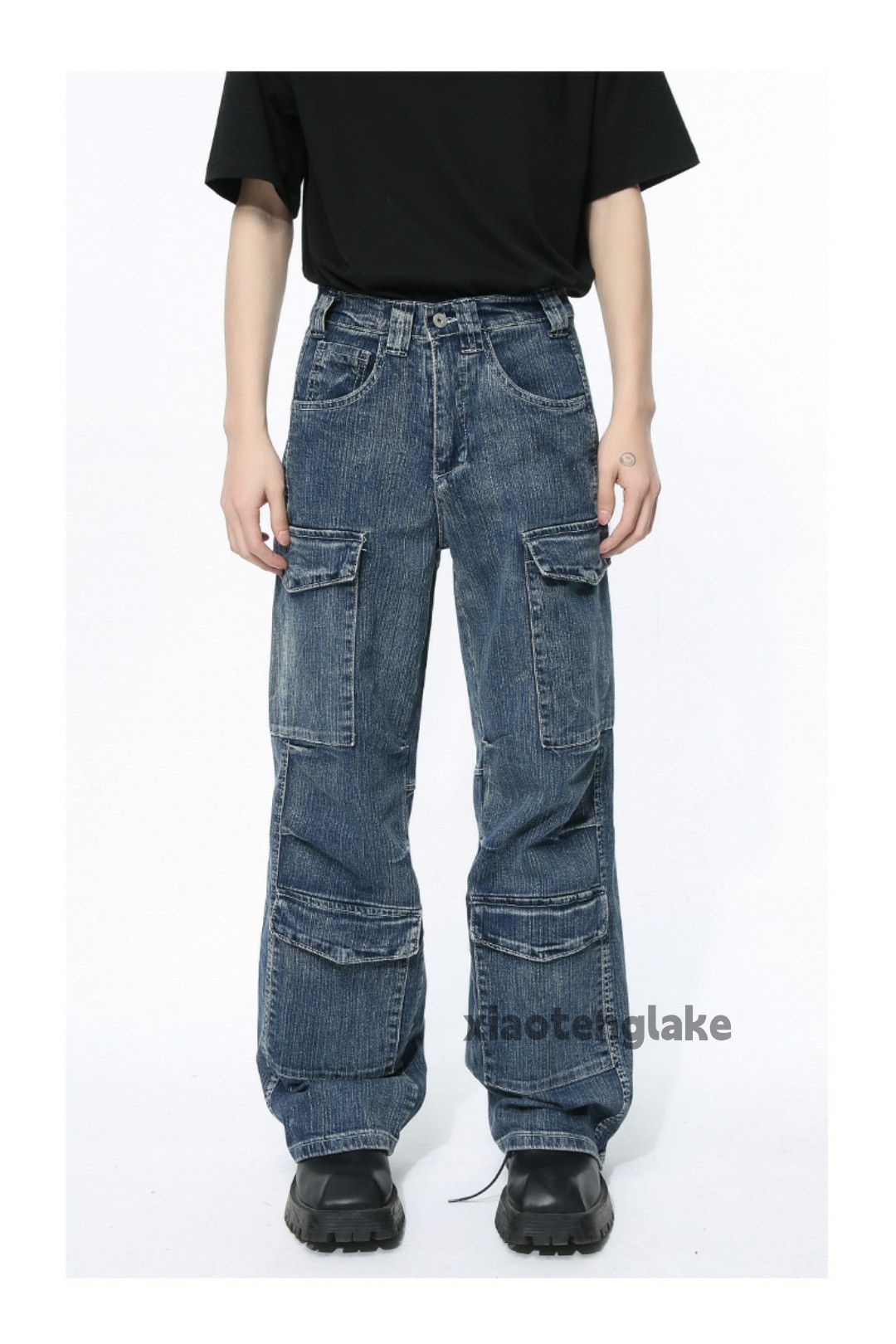 Jean × Vintage washed faded loose baggy skate outdoor cargo jeans Size US 32 / EU 48 - 2 Thumbnail