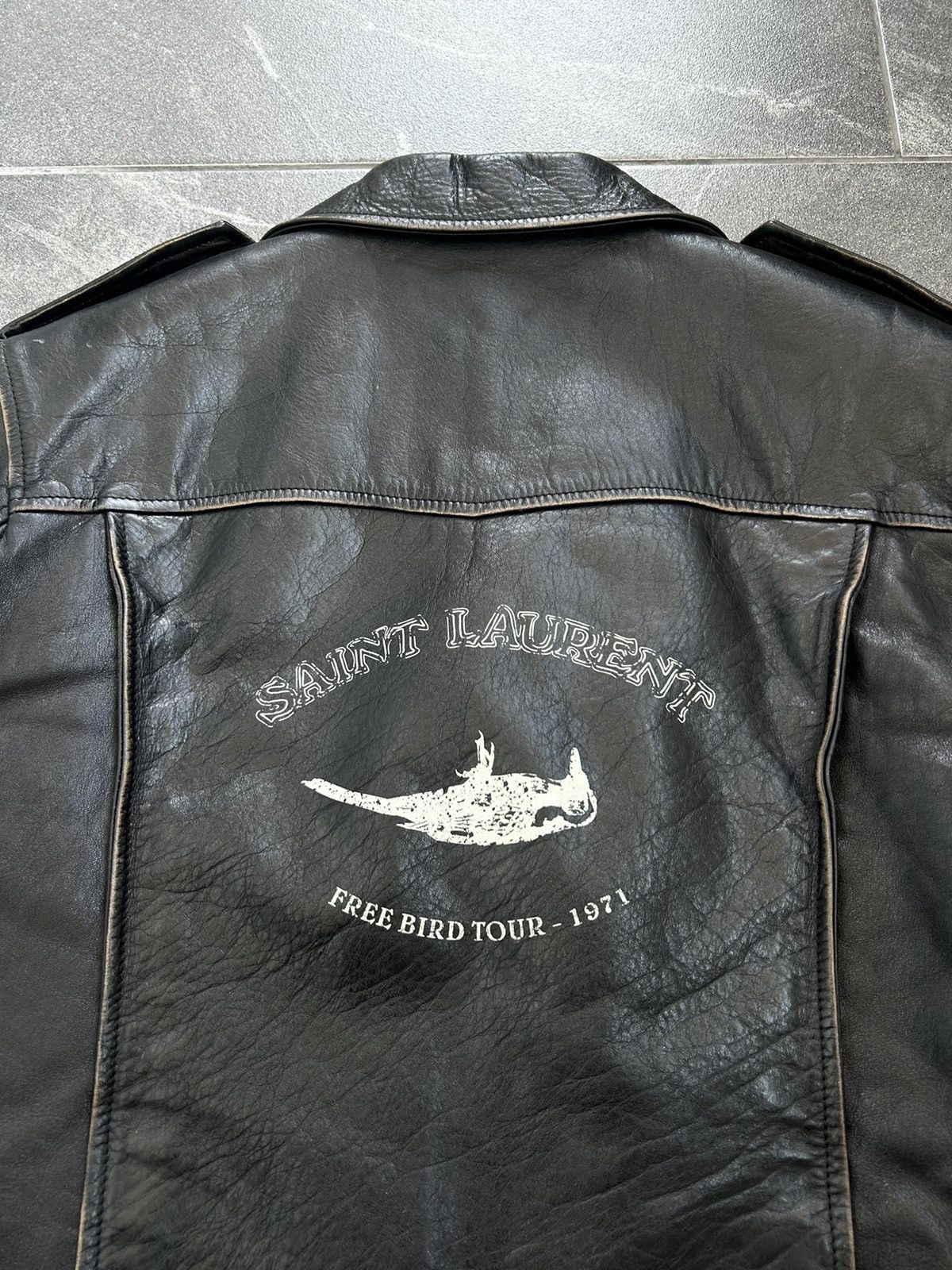 Saint Laurent Paris Saint Laurent Ramones leather jacket with big logo on back Size US L / EU 52-54 / 3 - 9 Thumbnail
