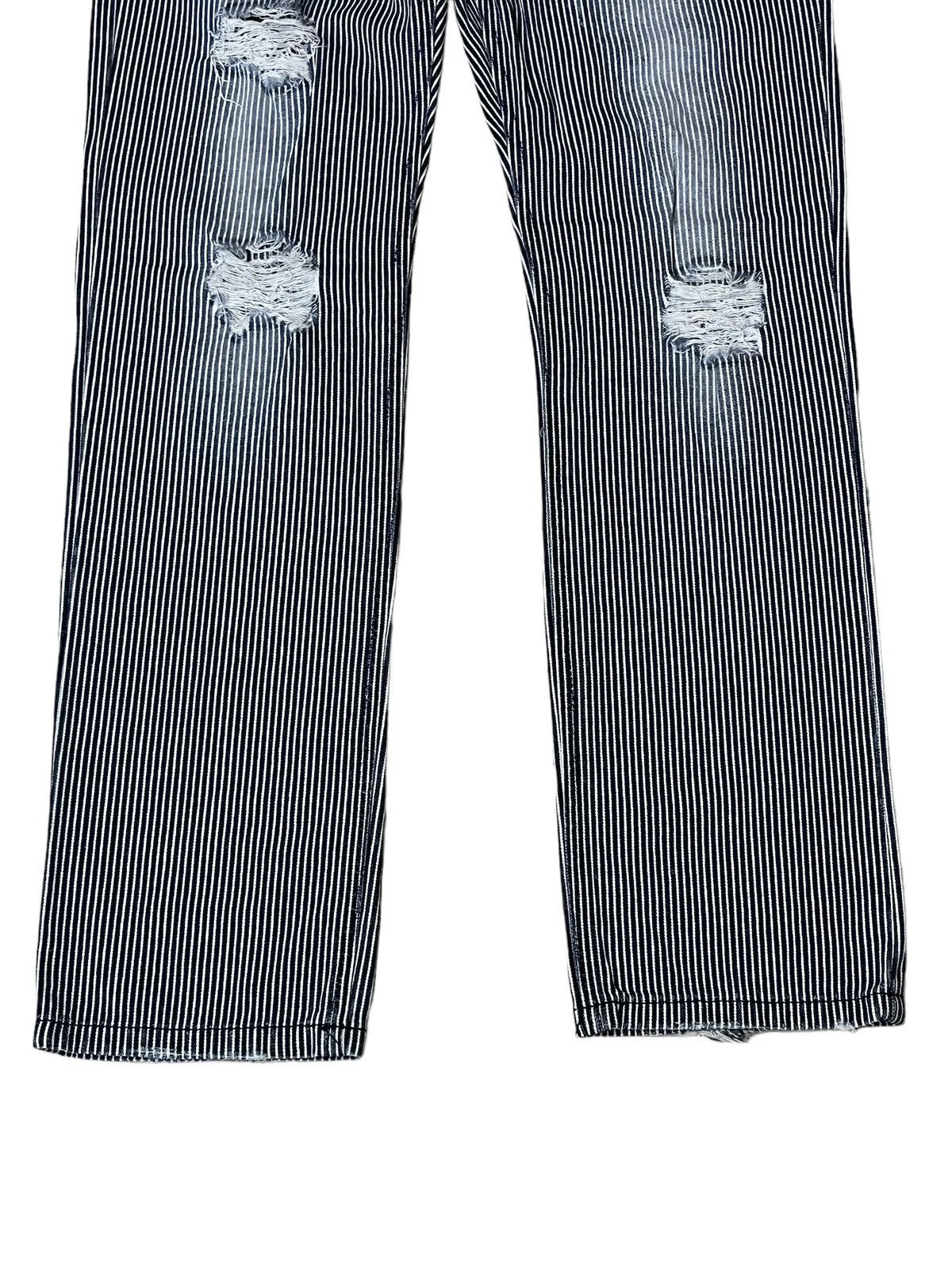Japanese Brand JAPANESE COLZA DOUBLE WAIST DISTRESS HICKORY STRIPPED JEANS Size US 31 - 3 Thumbnail