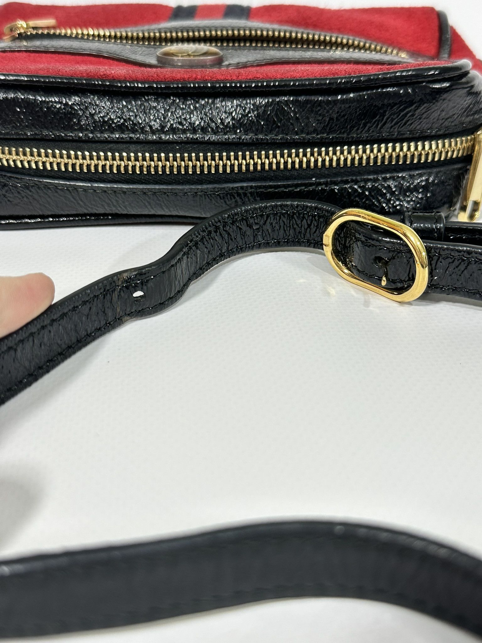 Gucci Gucci Crossbody Bag Ophidia Marmont GG Red Suede Web Size ONE SIZE - 18 Thumbnail