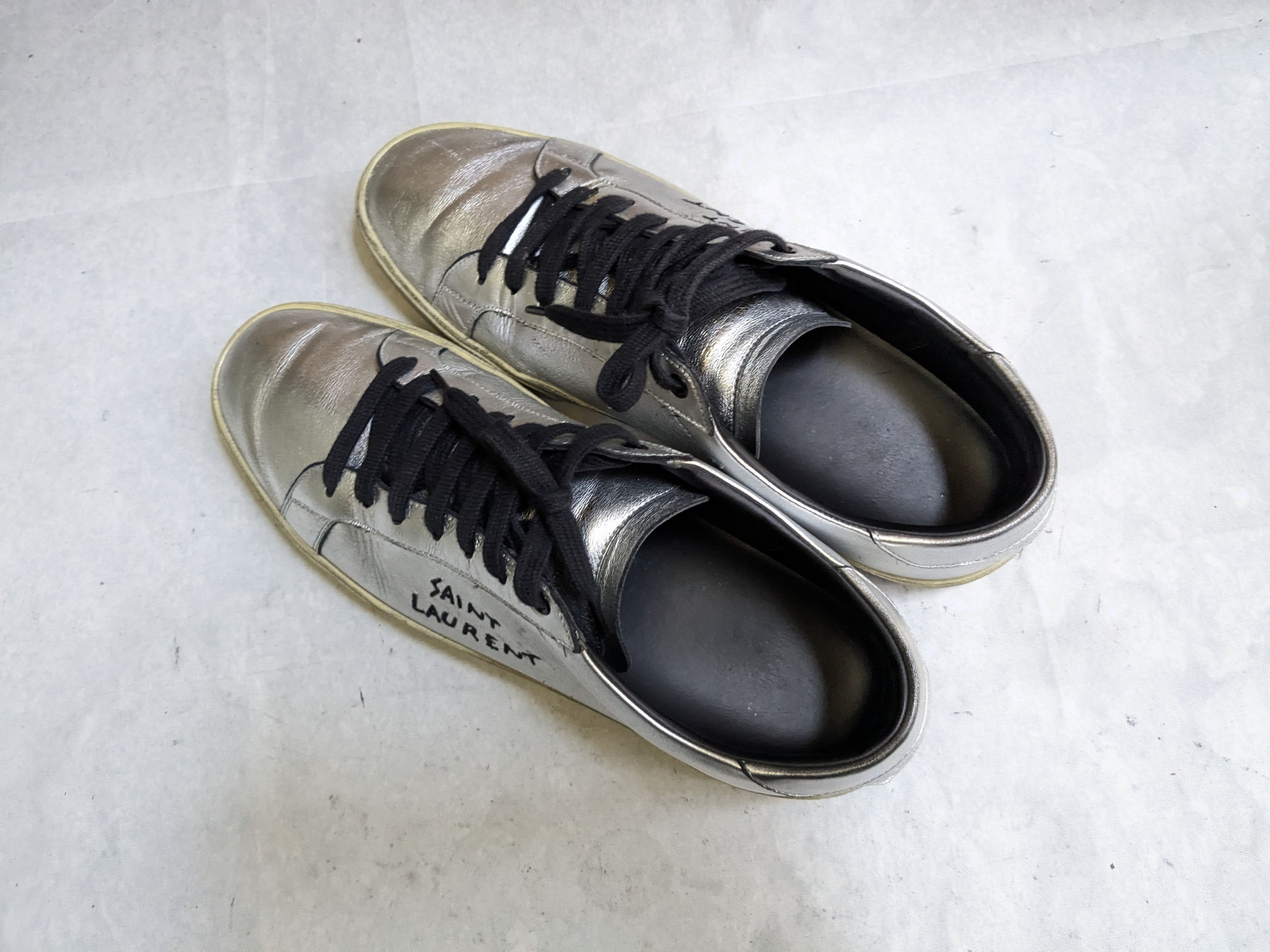 Saint Laurent Paris Saint Laurent Sneakers Silver 12 45 Low Tops Leather Court Size US 12 / EU 45 - 14 Thumbnail