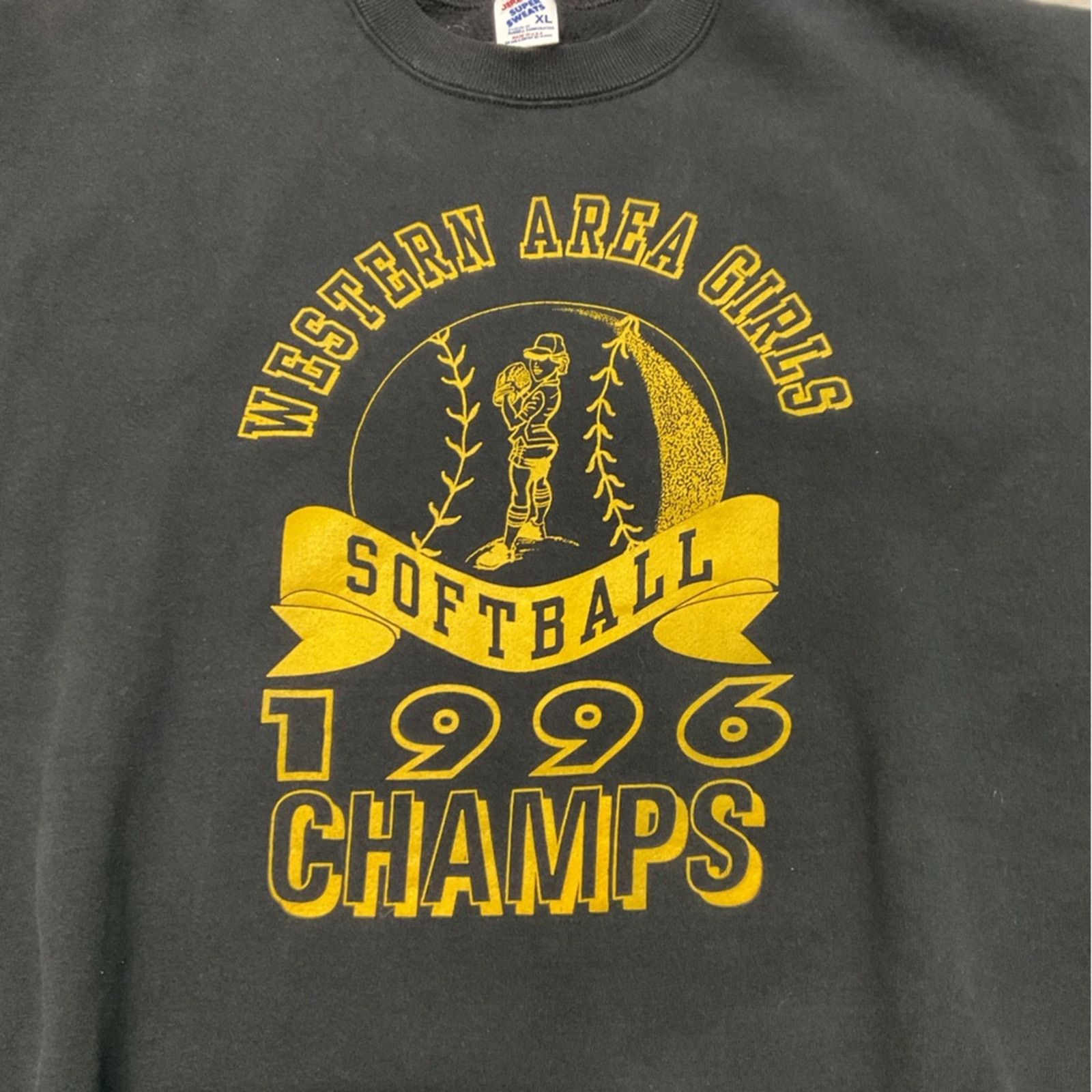 Jerzees Vintage 1993 Champs Softball Jerzees Black Sweatshirt Size US XL / EU 56 / 4 - 4 Thumbnail