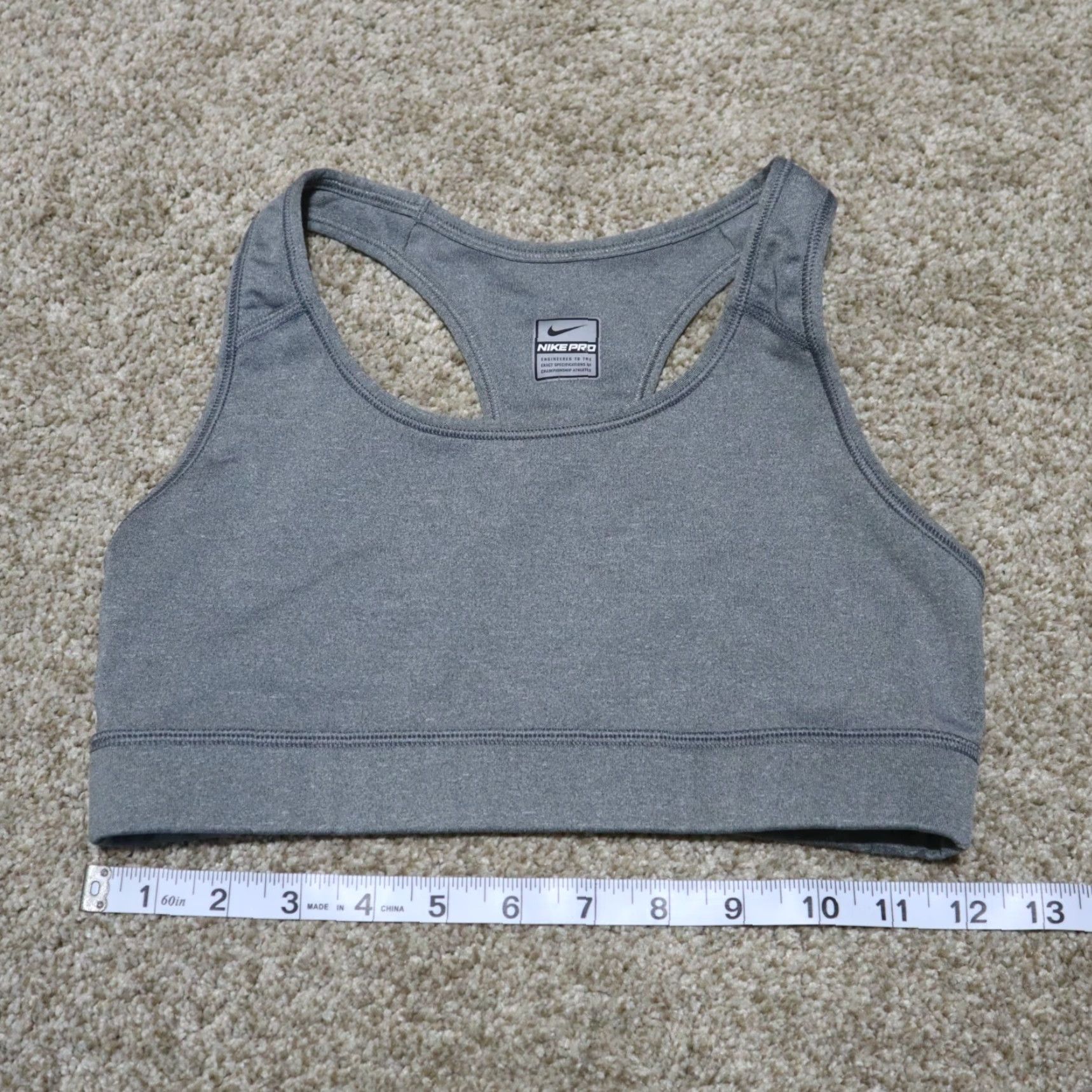Nike Nike Pro Sports Bra Racerback Gray White Logo Pullover Small Womens Bra Gray Nike Pro Sports Bra Racerback Small Womens Size S / US 4 / IT 40 - 3 Thumbnail