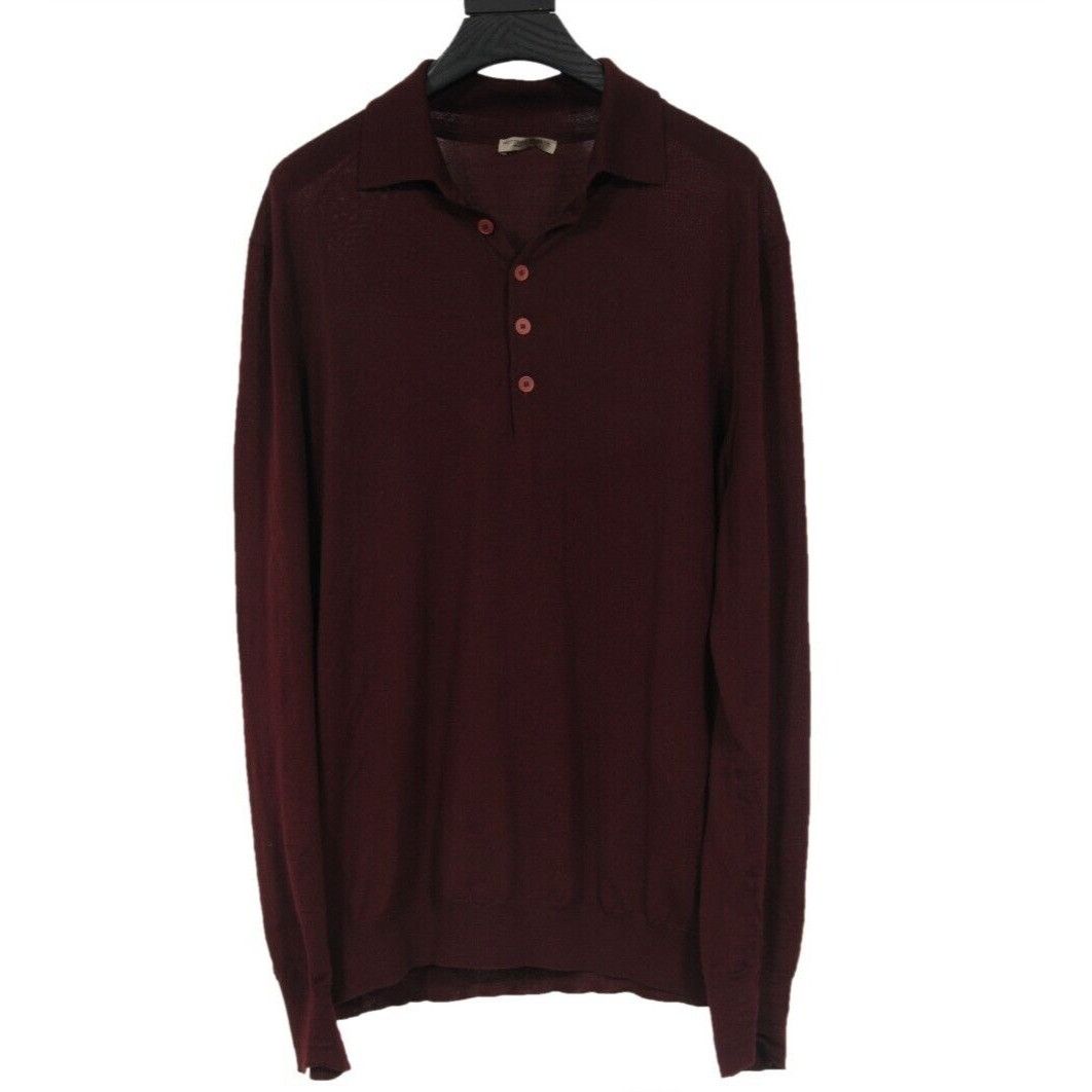 Bottega Veneta Long Sleeve Polo Sweater Red Size US L / EU 52-54 / 3 - 1 Thumbnail