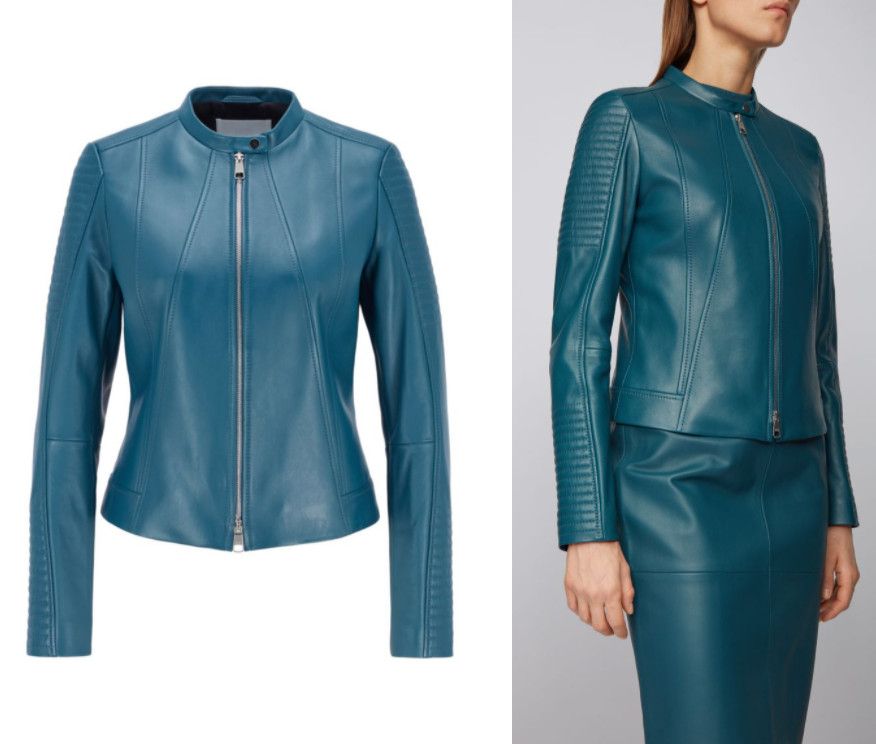 Hugo Boss Hugo Boss Saviza Women's Leather Biker Jacket Luxury Brand Size S / US 4 / IT 40 - 3 Thumbnail