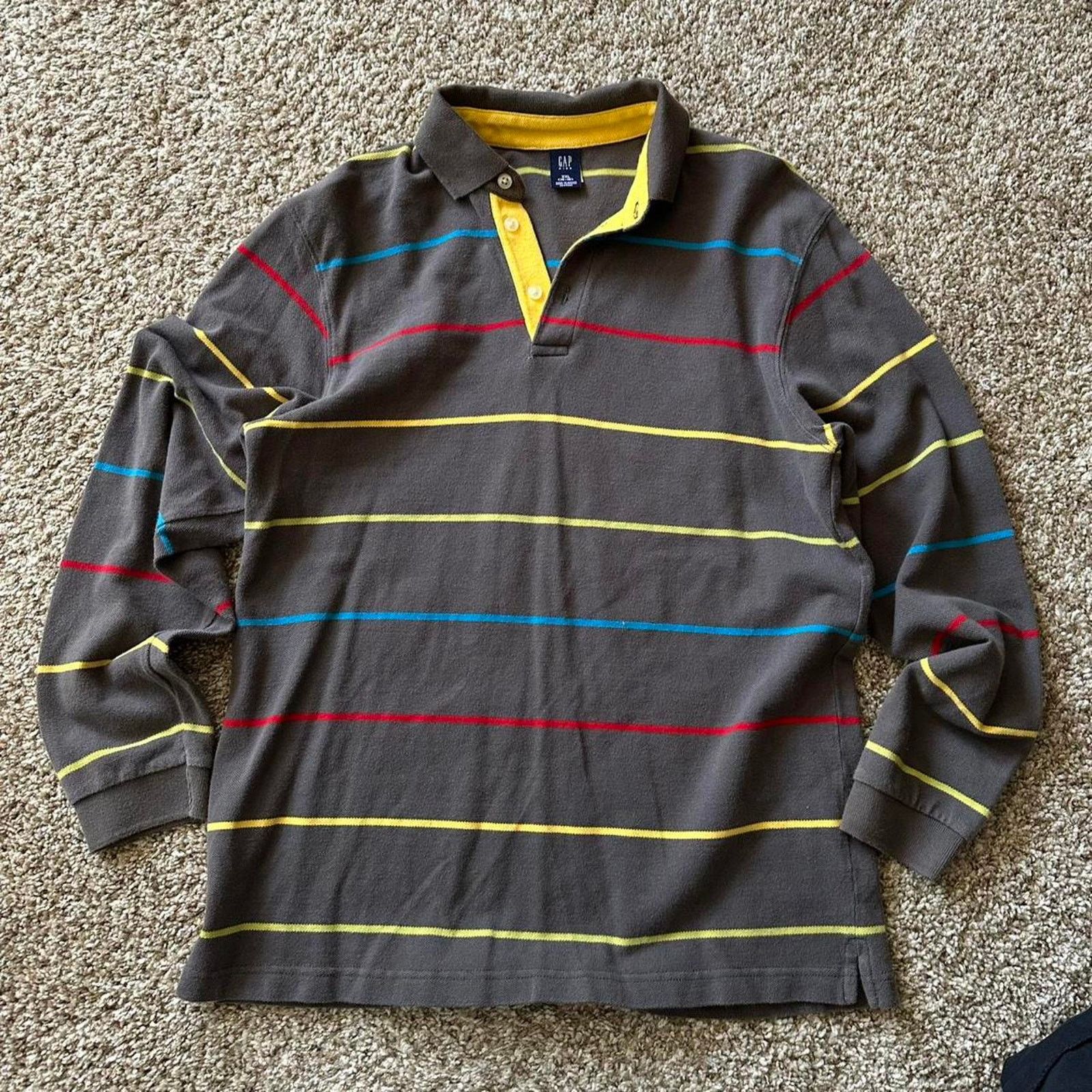Gap × Vintage Vintage Y2K Gap Striped Polo Kids Longsleeve Rugby Shirt Size US XS / EU 42 / 0 - 4 Thumbnail