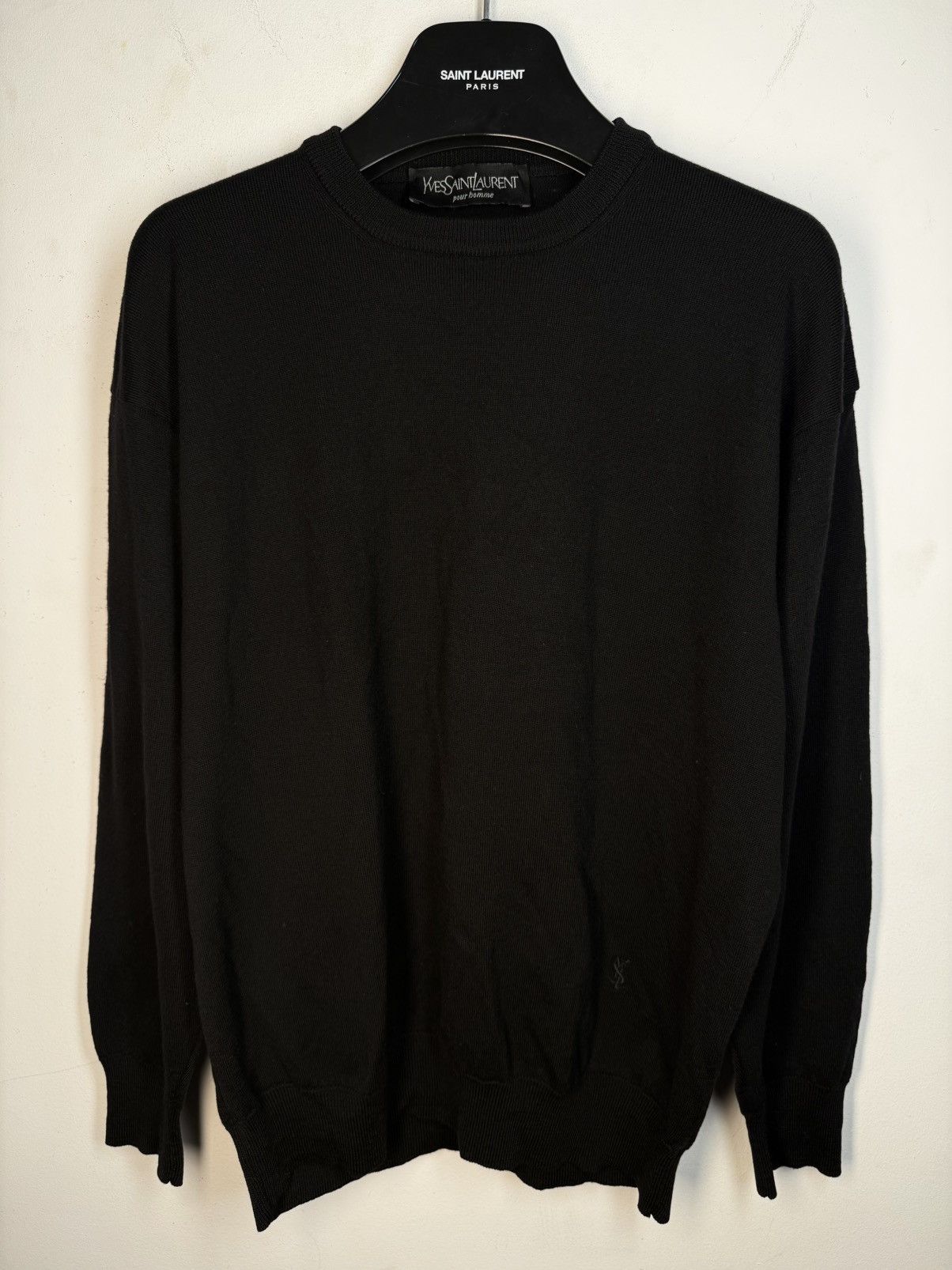 Yves Saint Laurent 🇮🇹Italy Wool YSL Sweater Soft Black Sweatshirt Light Vintage Size US M / EU 48-50 / 2 - 1 Thumbnail