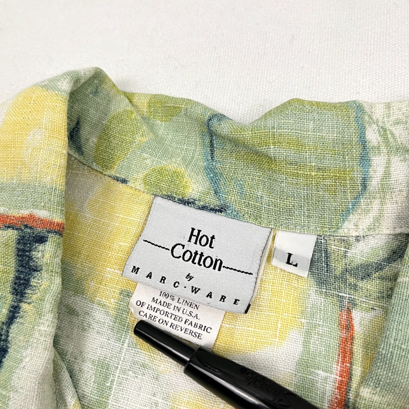 Marcs Hot Cotton Marc Ware Shirt Womens L Linen Geometric Beach Button Front Casual, Travel, Workwear Shirt Womens L Linen Multicolor Beach Pattern 90s? Size L / US 10 / IT 46 - 2 Thumbnail